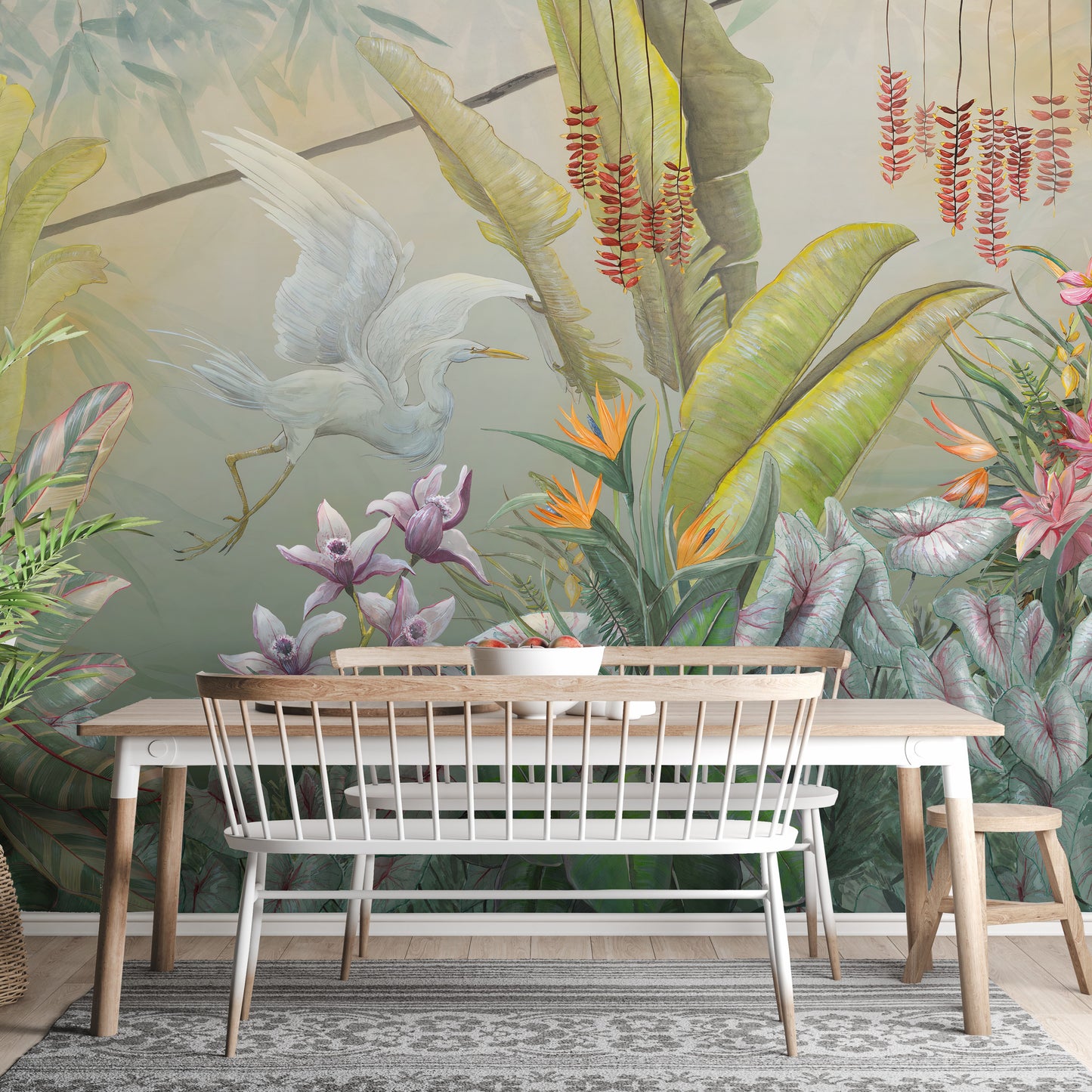 Green plants and flowers wallpaper mural for walls