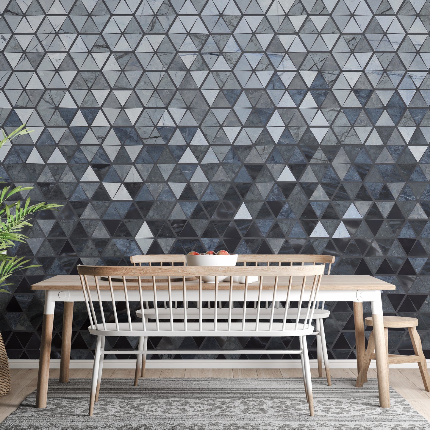 Blue Cut Triangle Tiles Wallpaper Murals