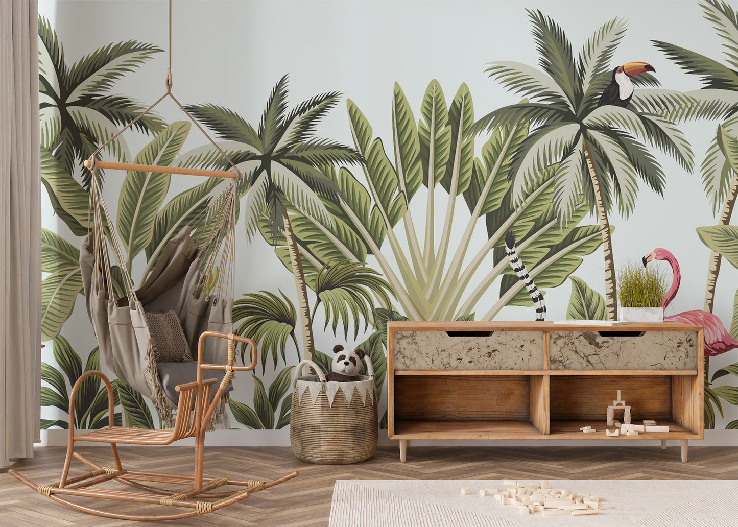 Tropical Plants & Animals Wallpaper Mural