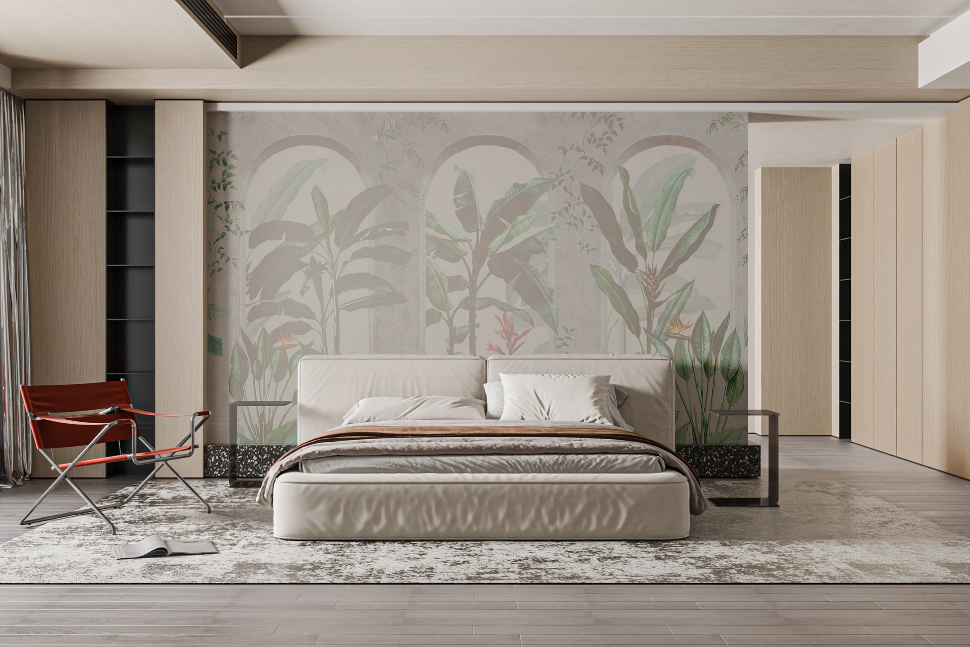 Nature-inspired banana leaf wallpaper mural