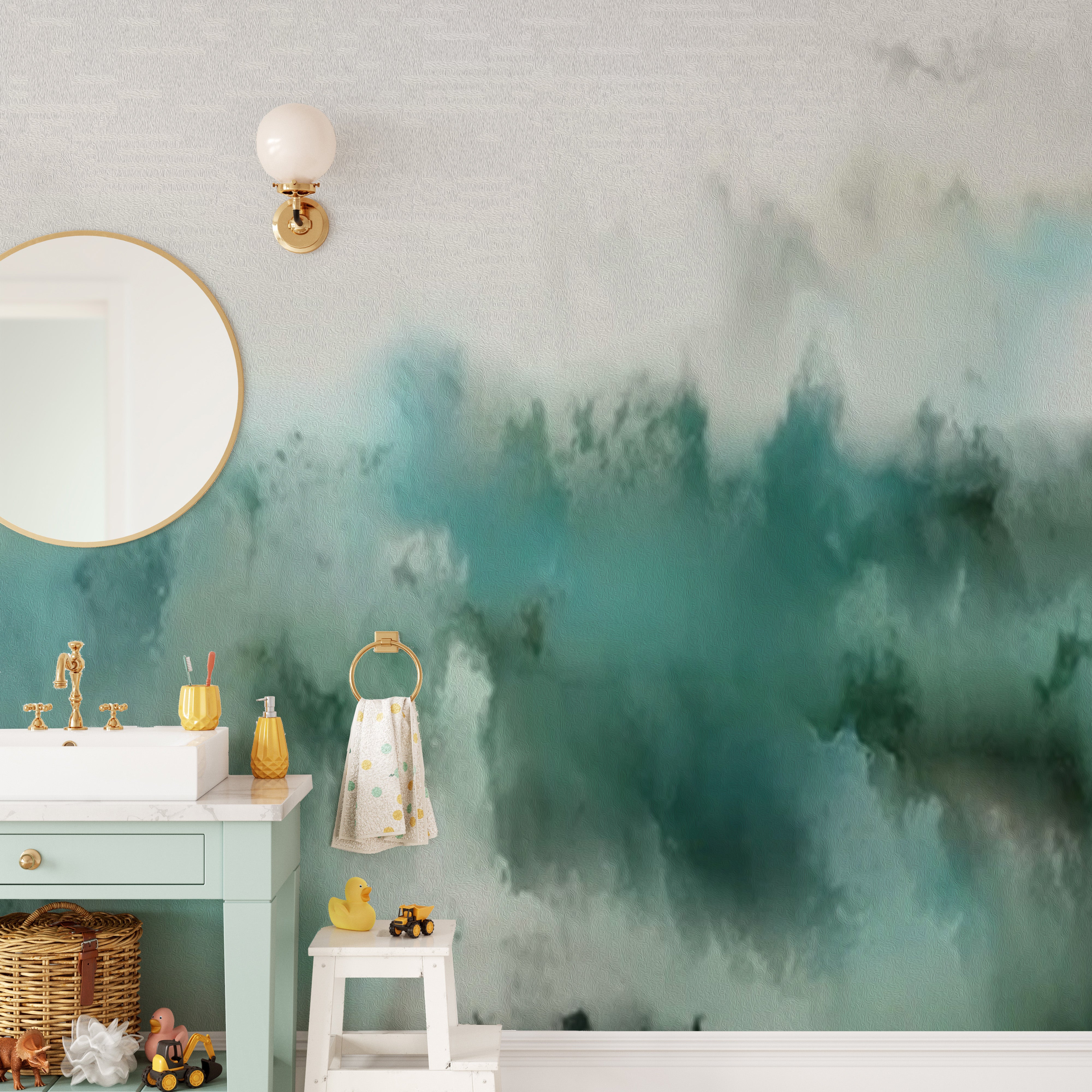 Turquoise Watercolor Wall Art
