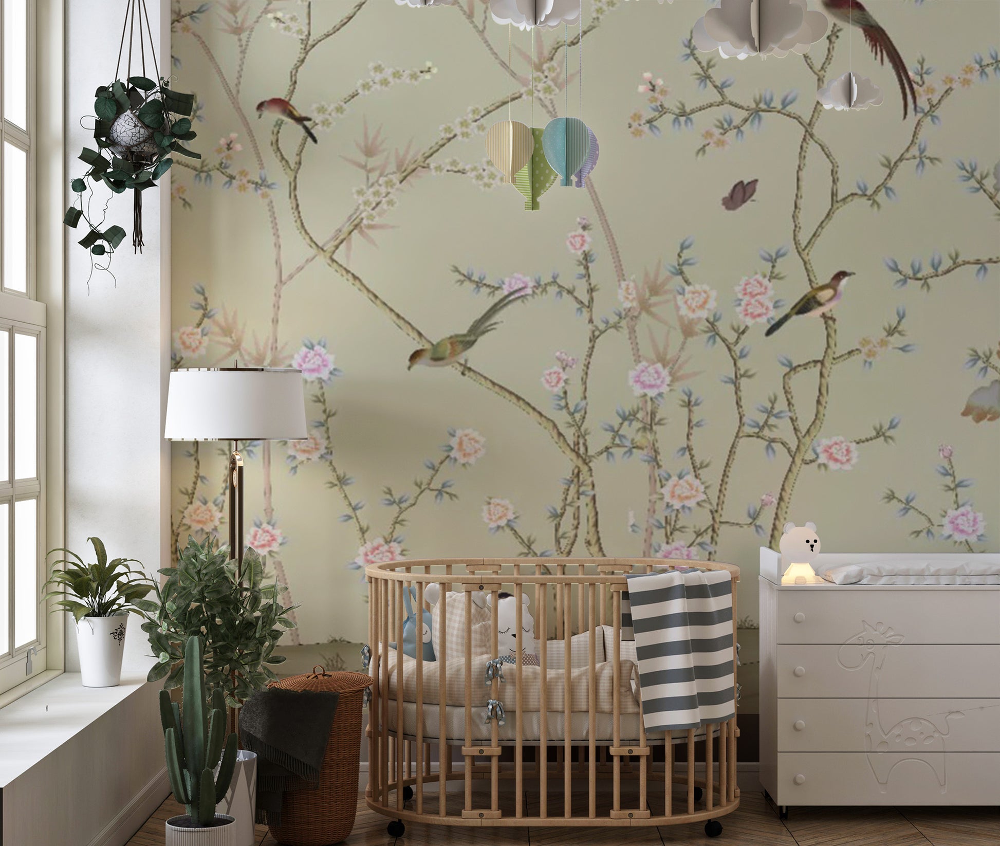 Birds in Chinoiserie Style Wallpaper
