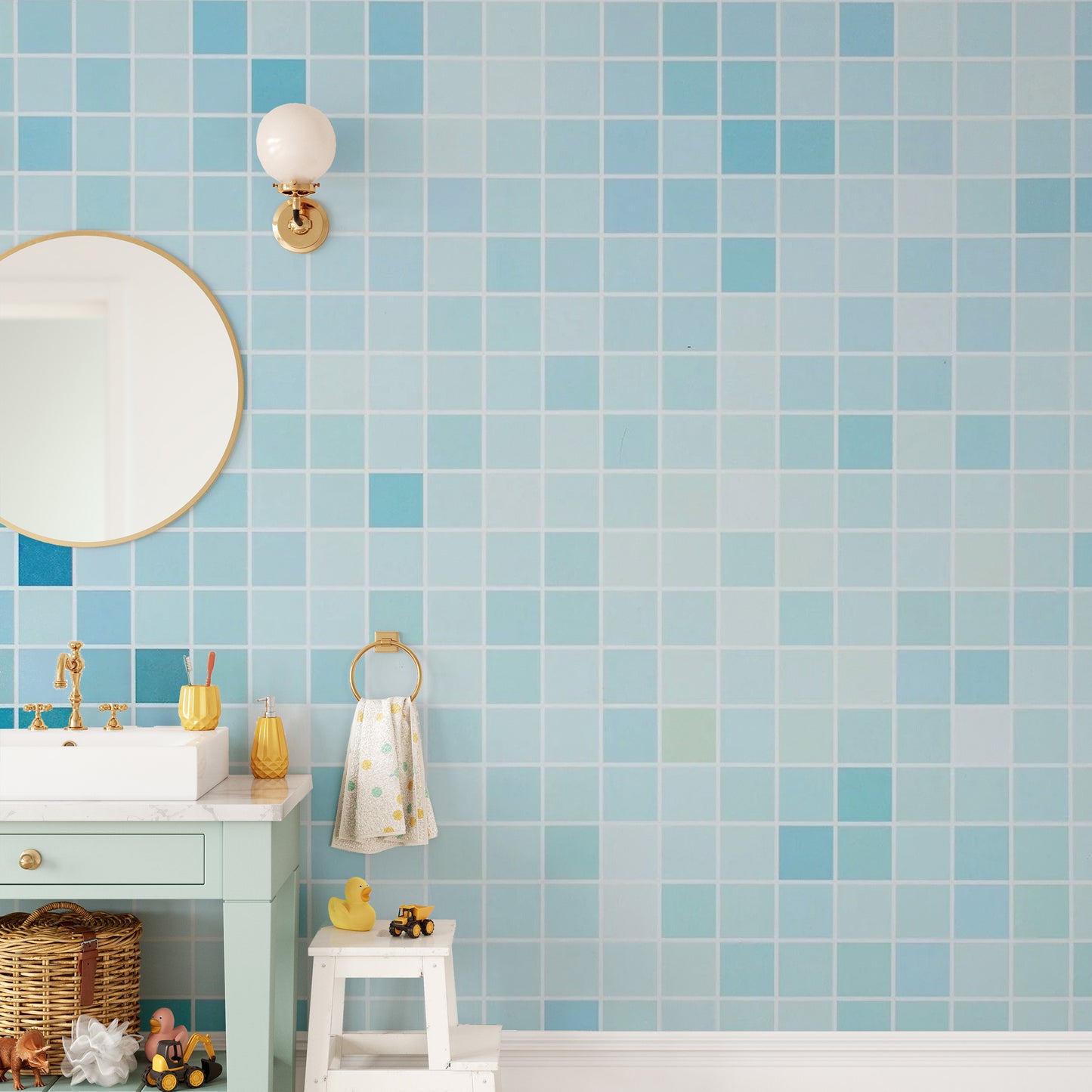 Blue Tiled Wallpaper Mural