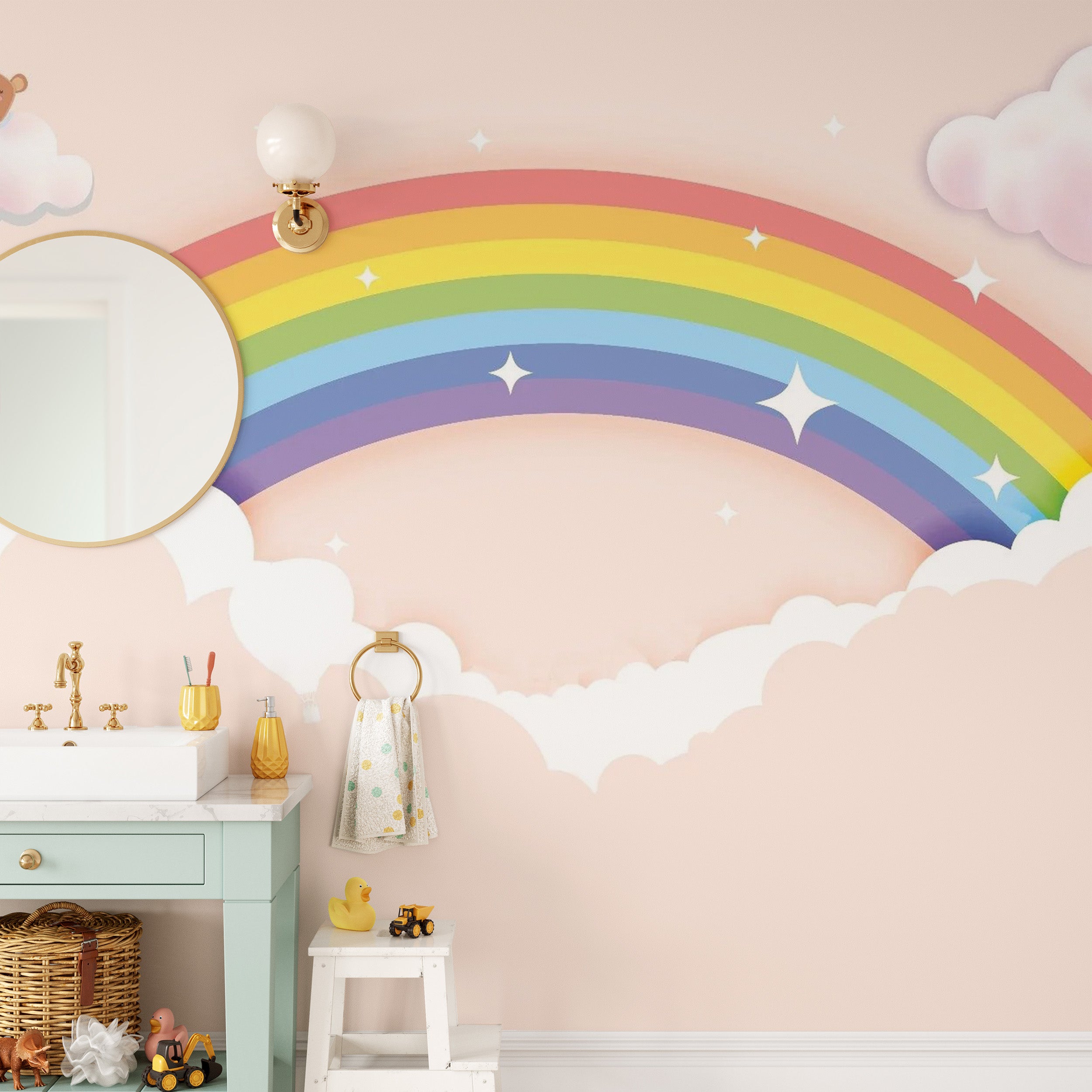 Reusable Rainbow Wallpaper for Playful Interiors