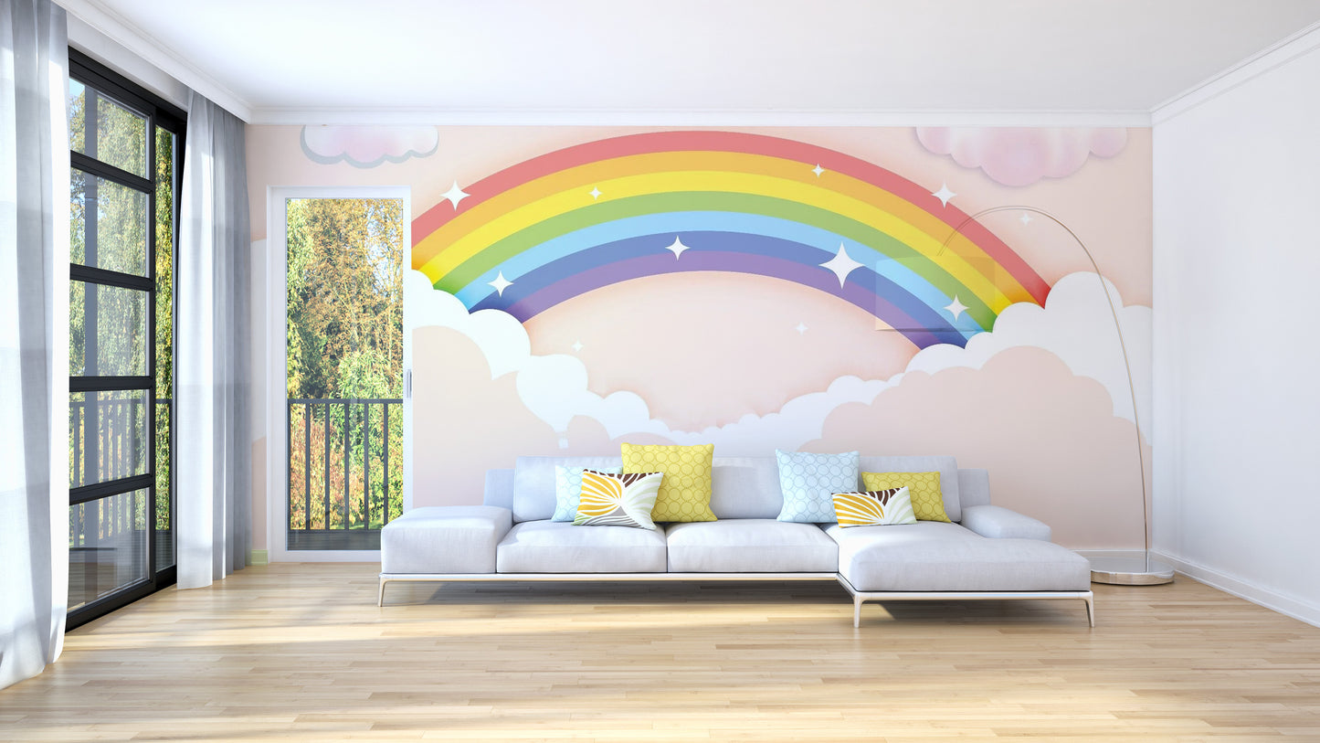 Colorful Rainbow Wallpaper Mural for Kids - Giffywalls