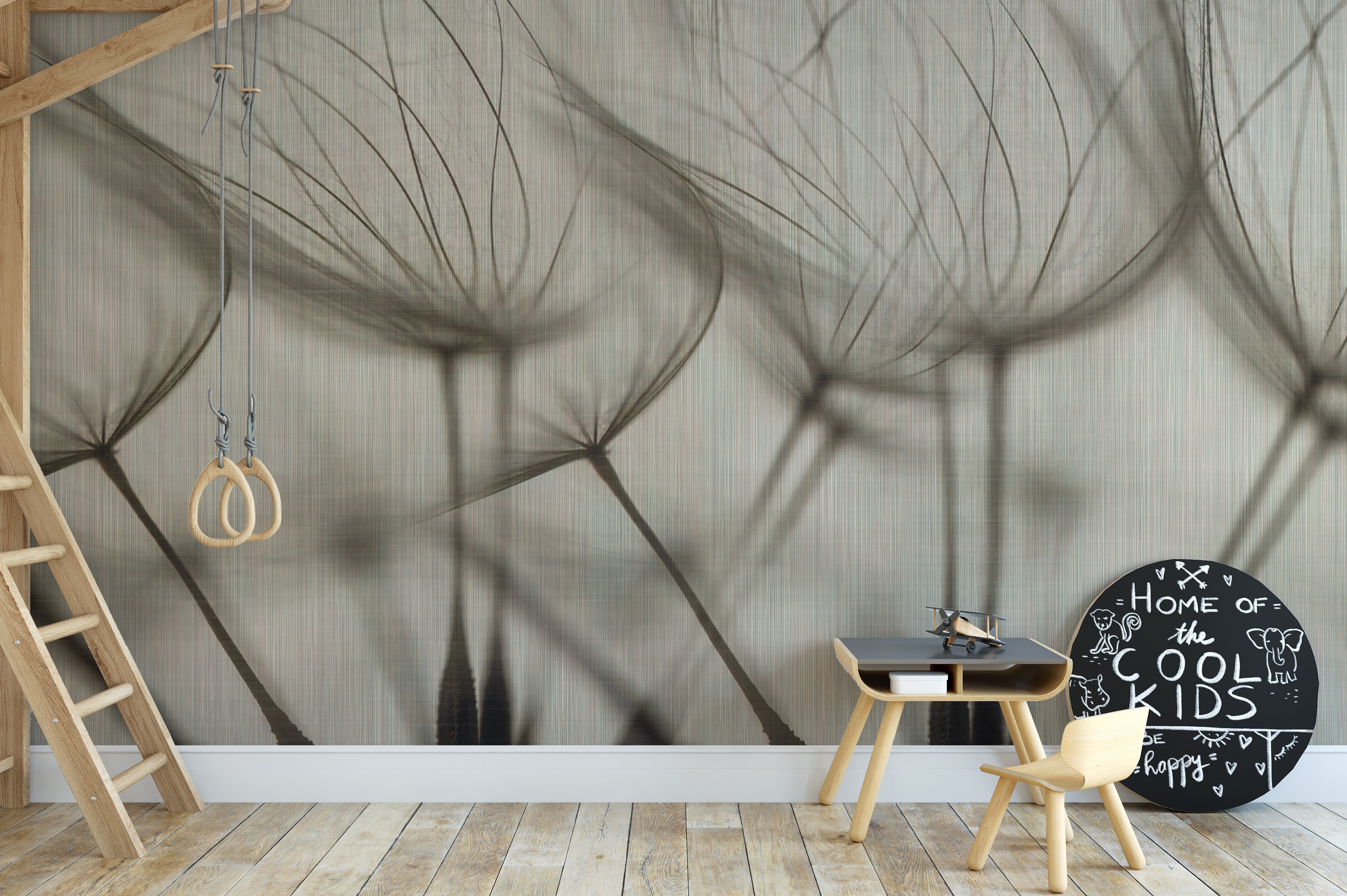 Airy Dandelion Breeze wallpaper mural for serene interiors