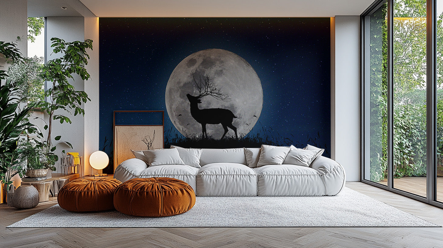 Skyward Stag Lunar Watcher Halloween Night stick on wallpaper