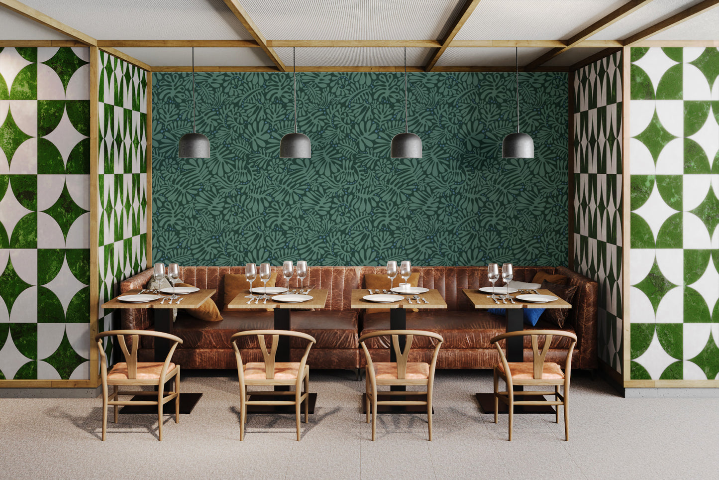 Removable wallpaper with Matisse-inspired foliage design