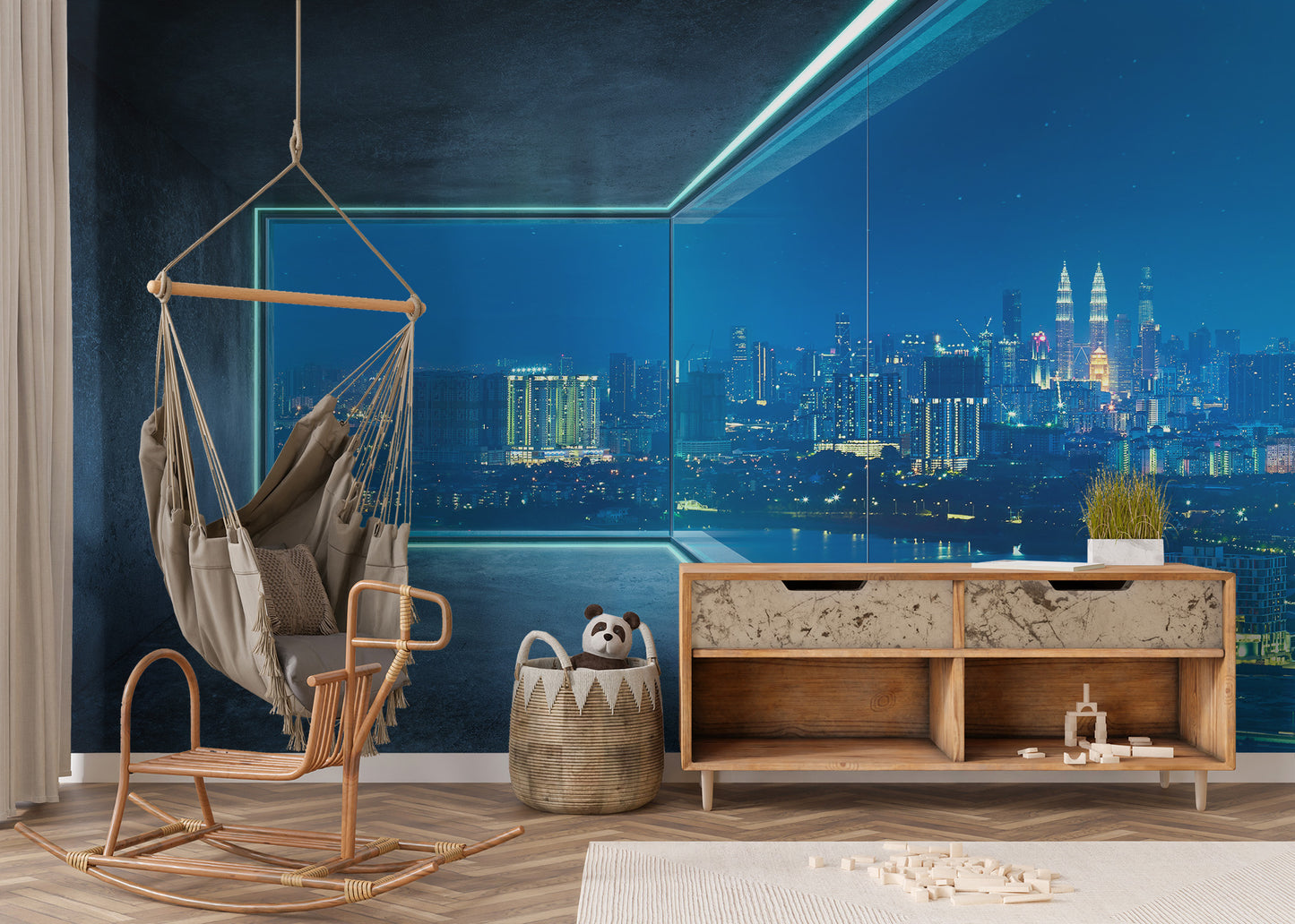 City View Loft Glass Window Wall Mural