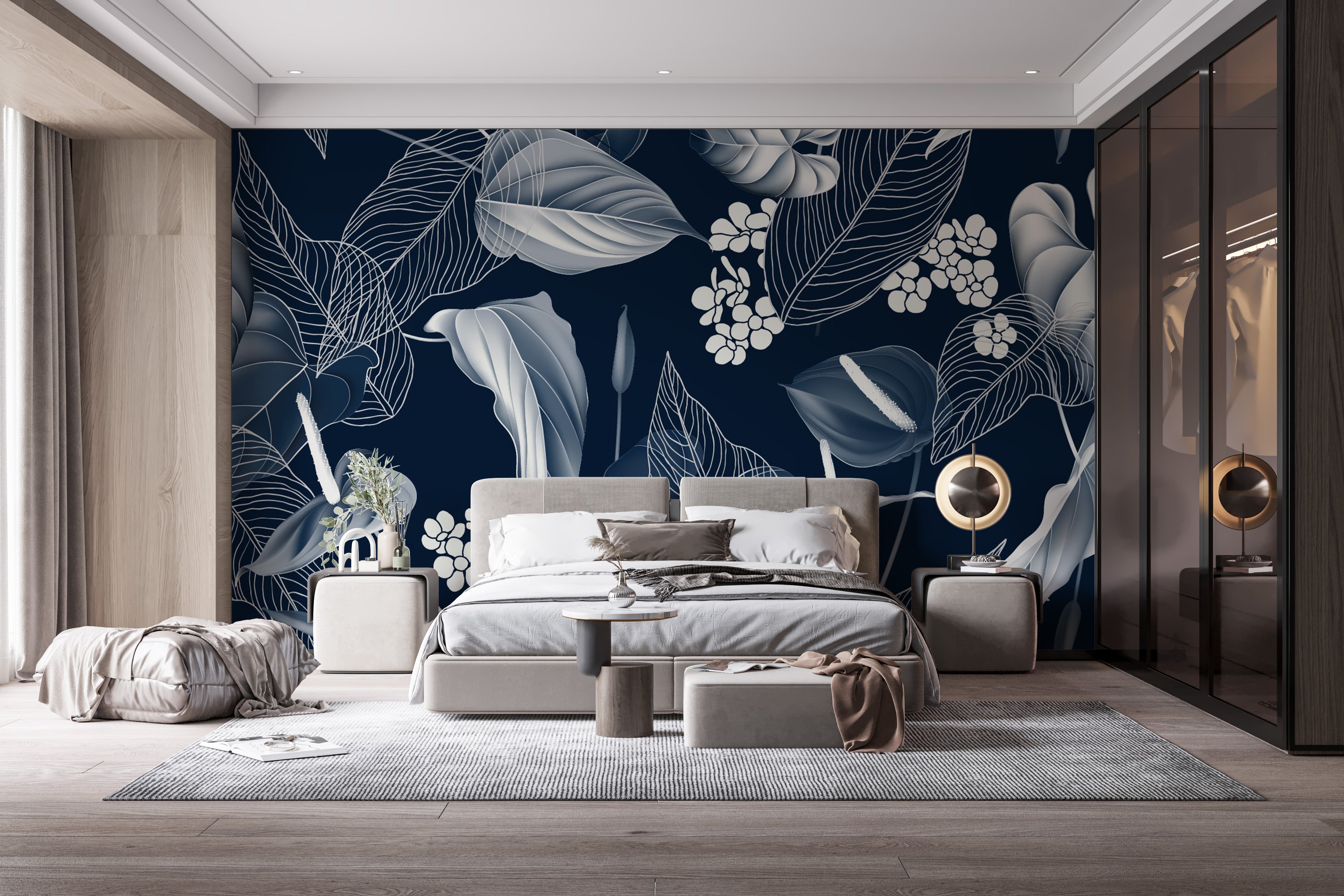 Stylish Anthurium flower mural design
