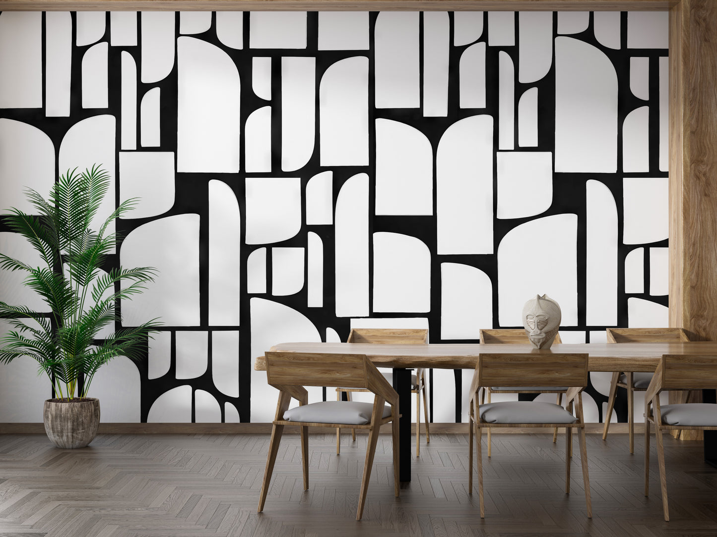 Monochrome Mosaic Tiles Mural