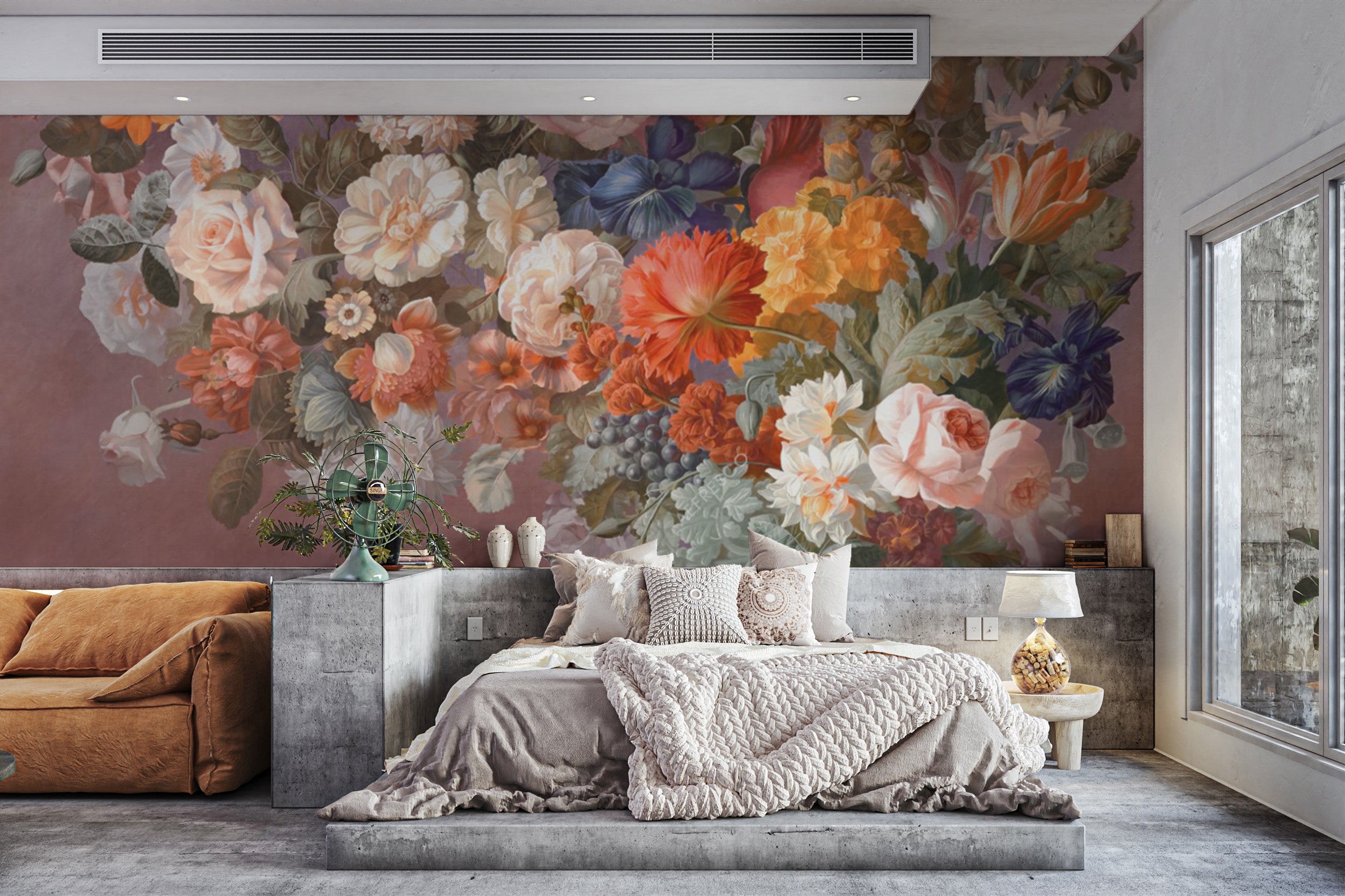 Elegant Floral Oil Painting Mural
