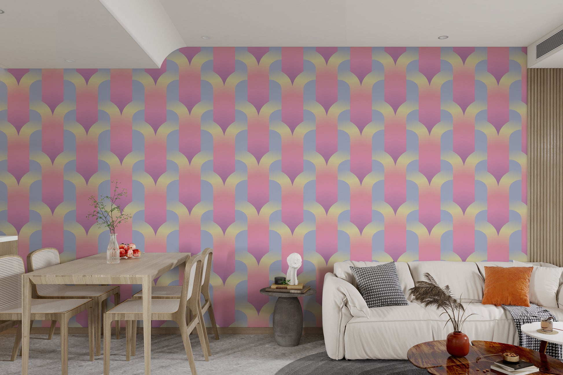 Decorative Chromatic Hues Wall Mural Design
