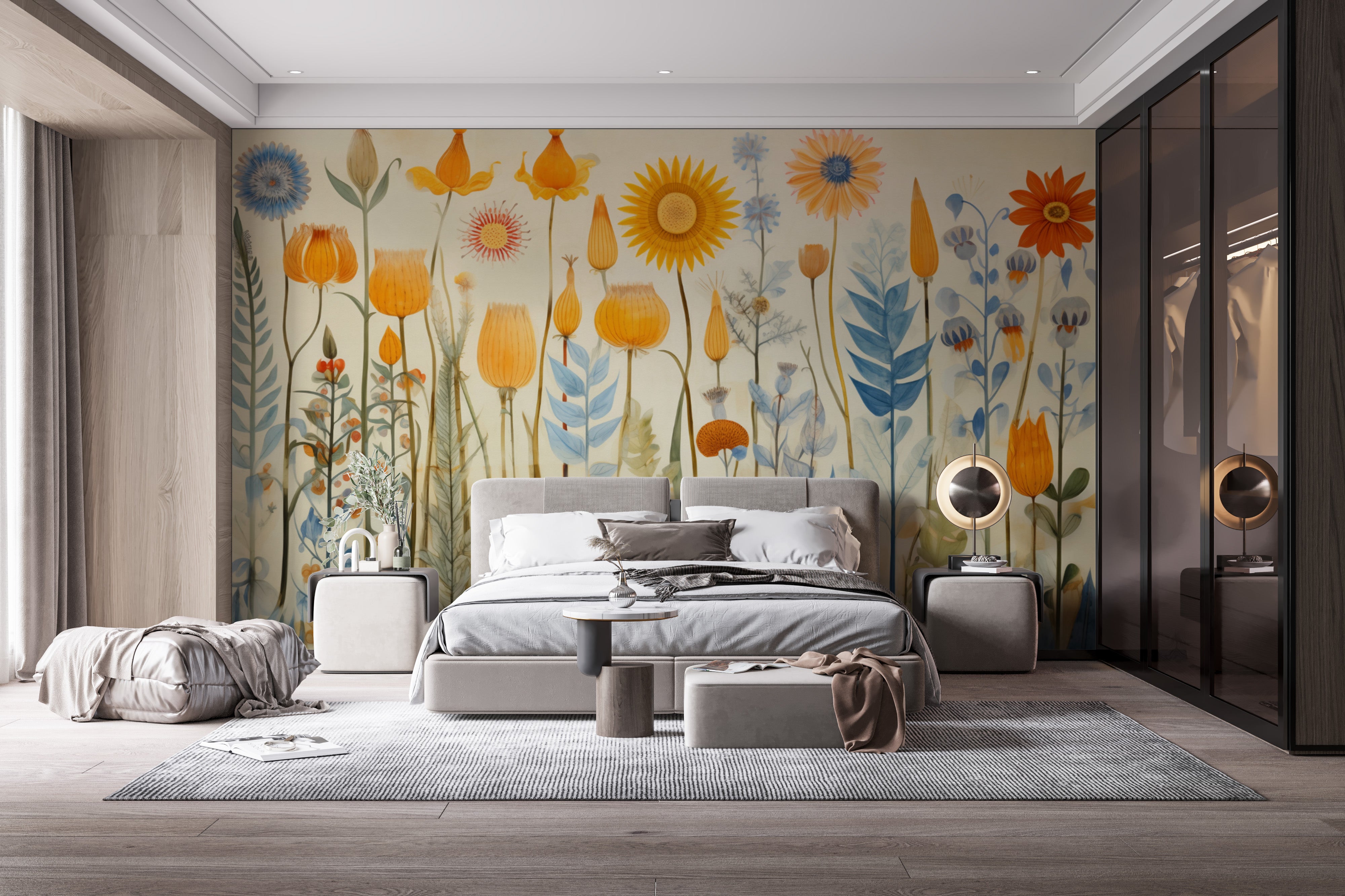 Brightly colored flowers wallpaper murals for a vibrant room makeover.