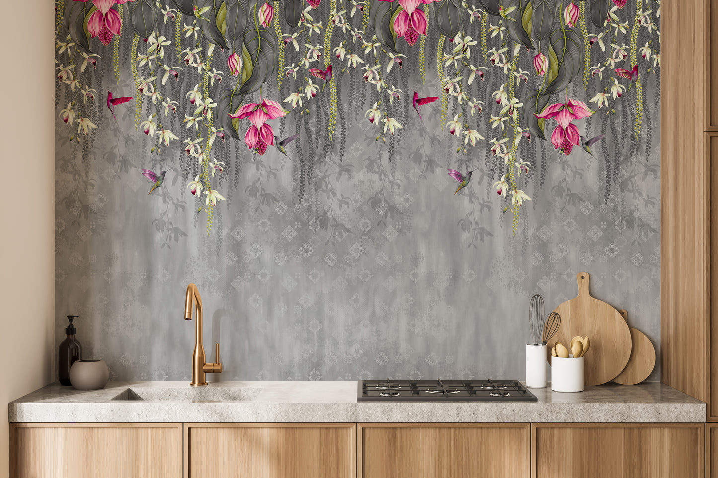 Blooming Pink Flowers Wall Mural
