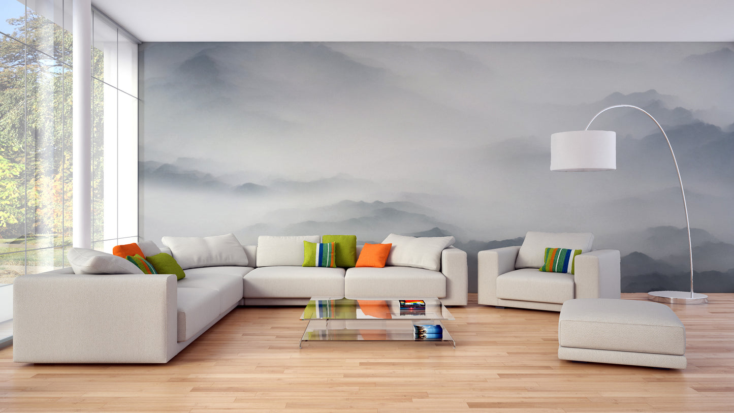 Foggy Mountains & Hills Wallpaper Mural