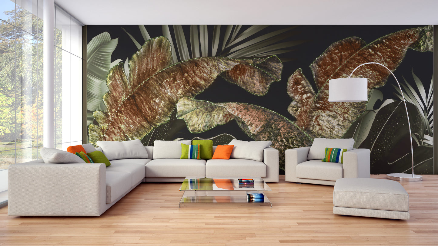 Large Tropical Leaves Wallpaper Murals - Giffywalls