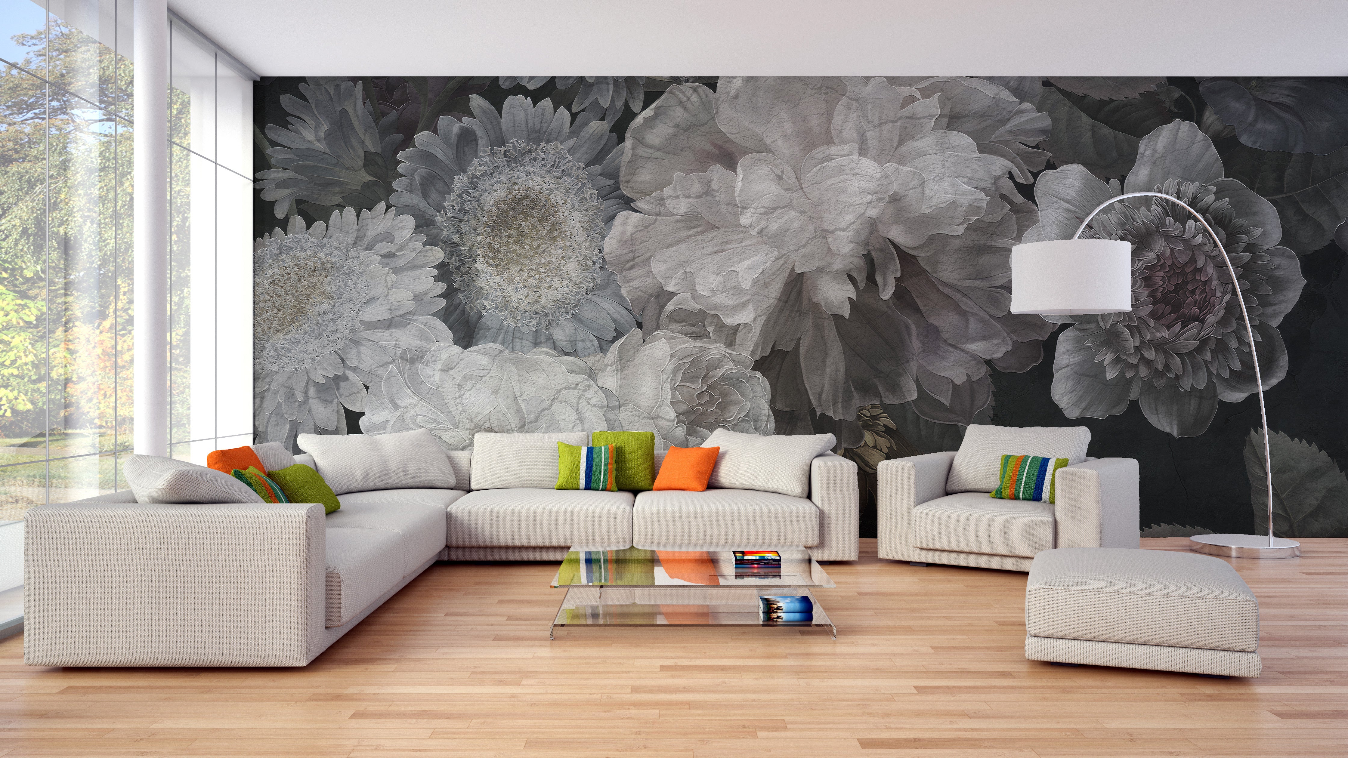 Wild White Flowers Wallpaper Mural
