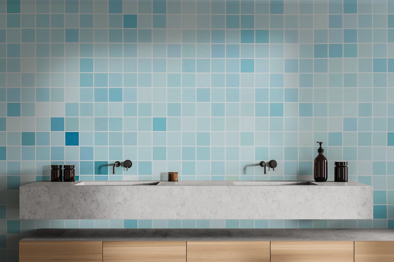 Blue Tiled Wallpaper