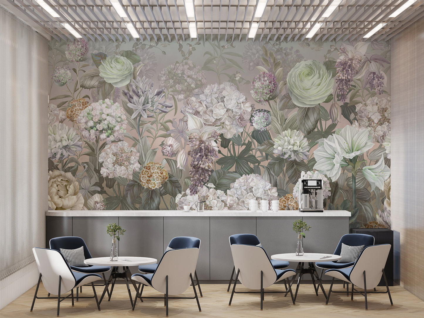 Artistic Nordic Botanical Wall Mural
