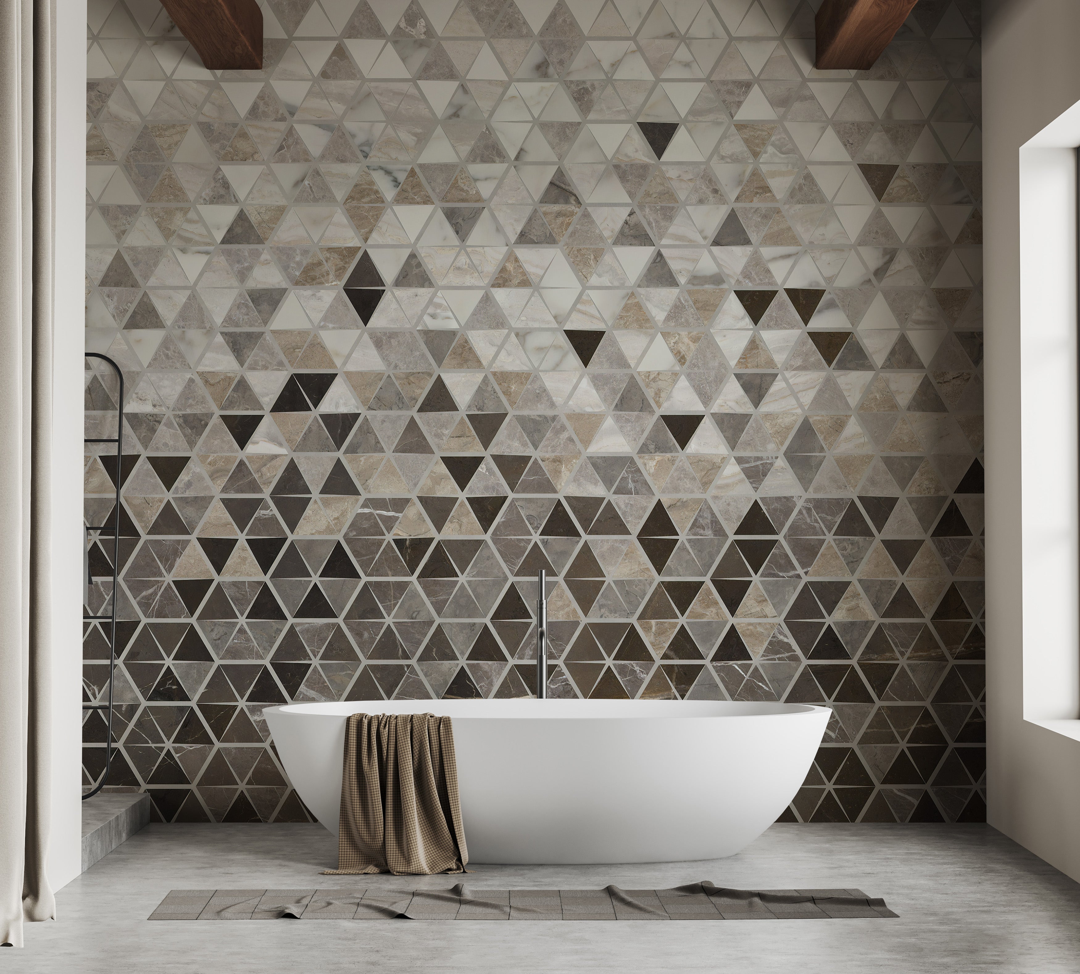 Sepia Triangle Tiles Wallpaper Mural
