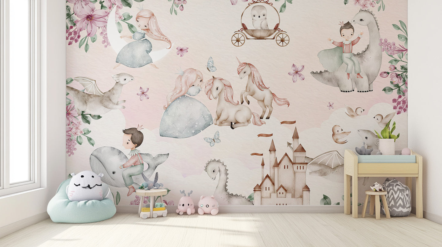 Storybook adventure mural with delightful characters and 