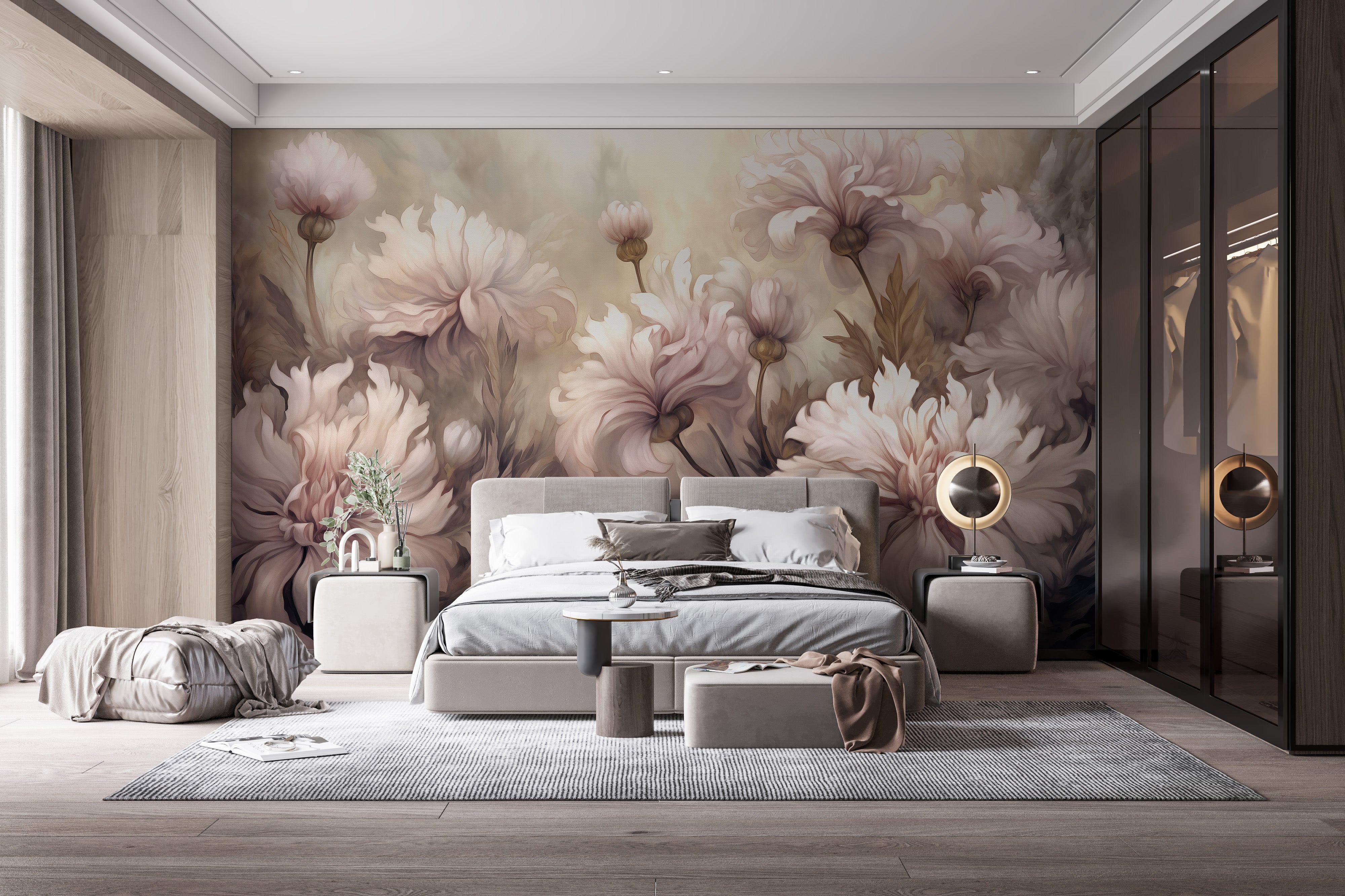 Bring the beauty of underwater pink flowers into your home with wallpaper murals.
