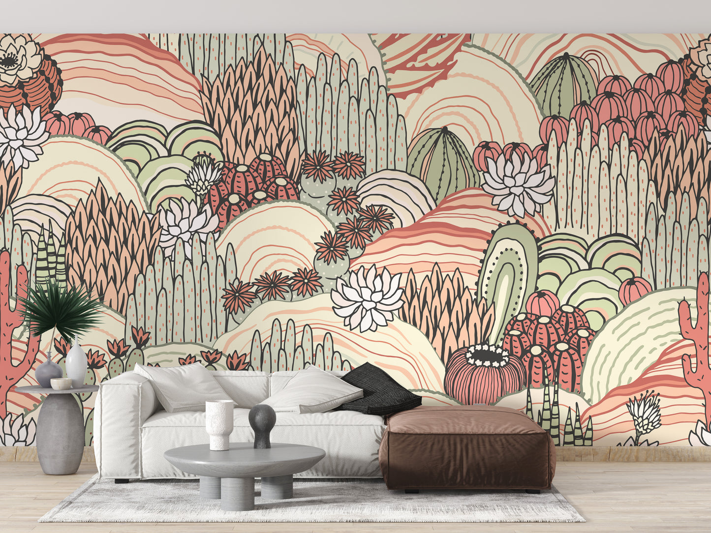 Multicolor Cactus and Succulents Wallpaper Murals