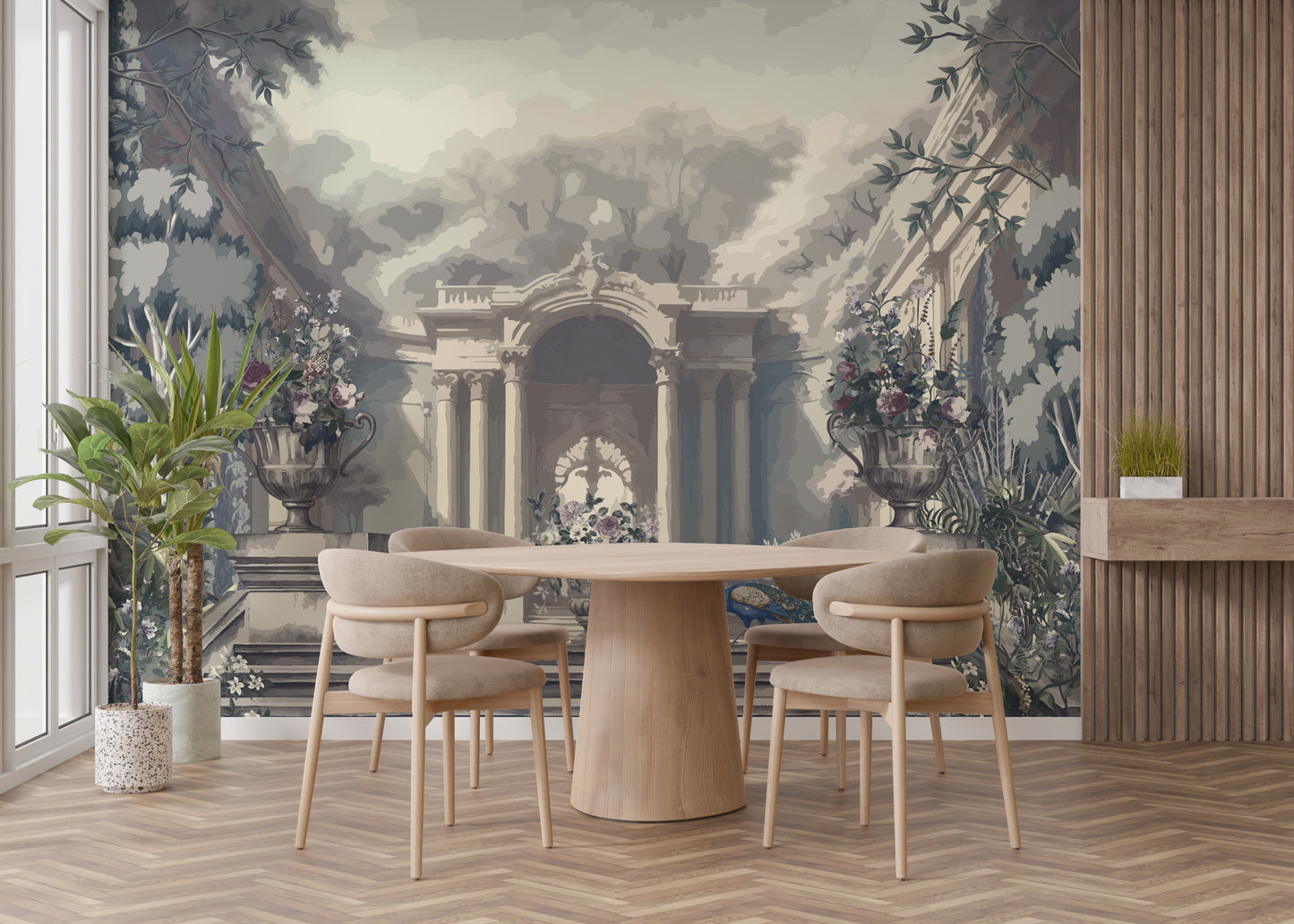 A Dreamy Skyline Tropical Trees Wallpaper Mural