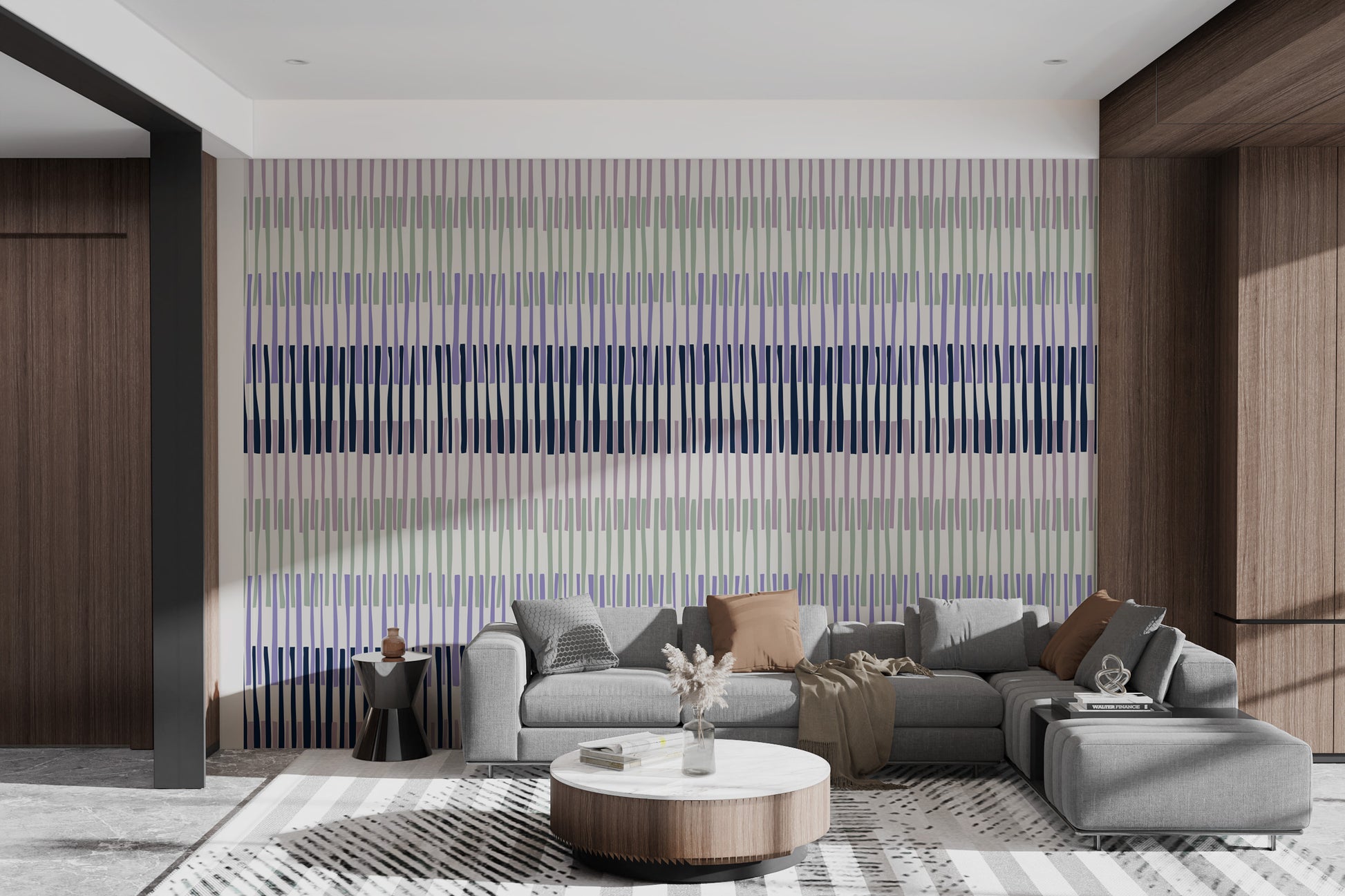 Chic Lilac Striped Wall Art for Living Spaces



