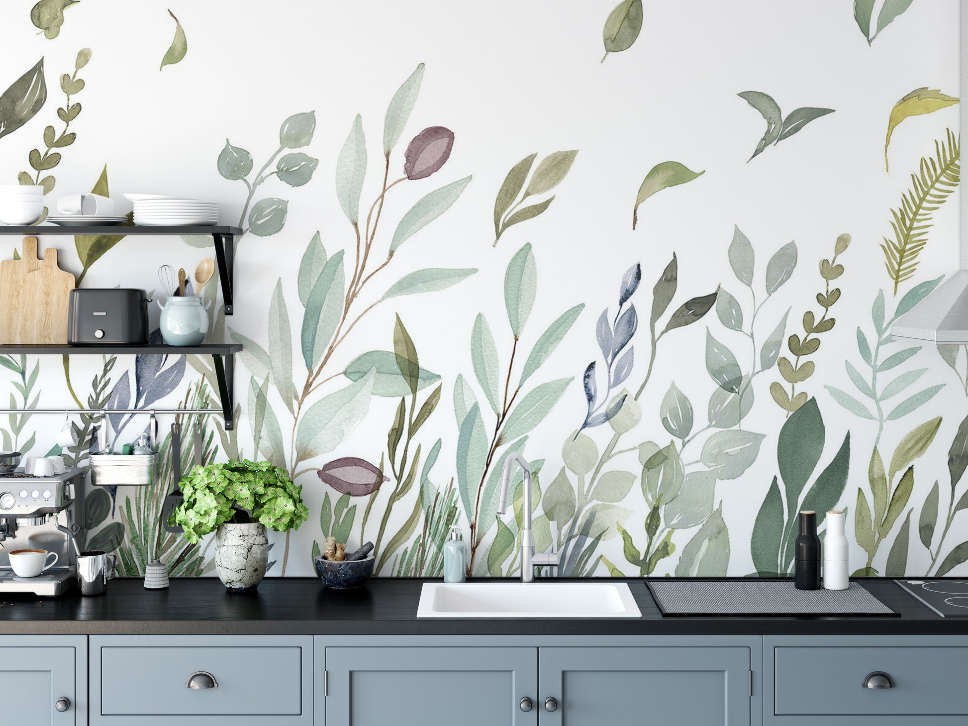 Artistic green foliage wall decor
