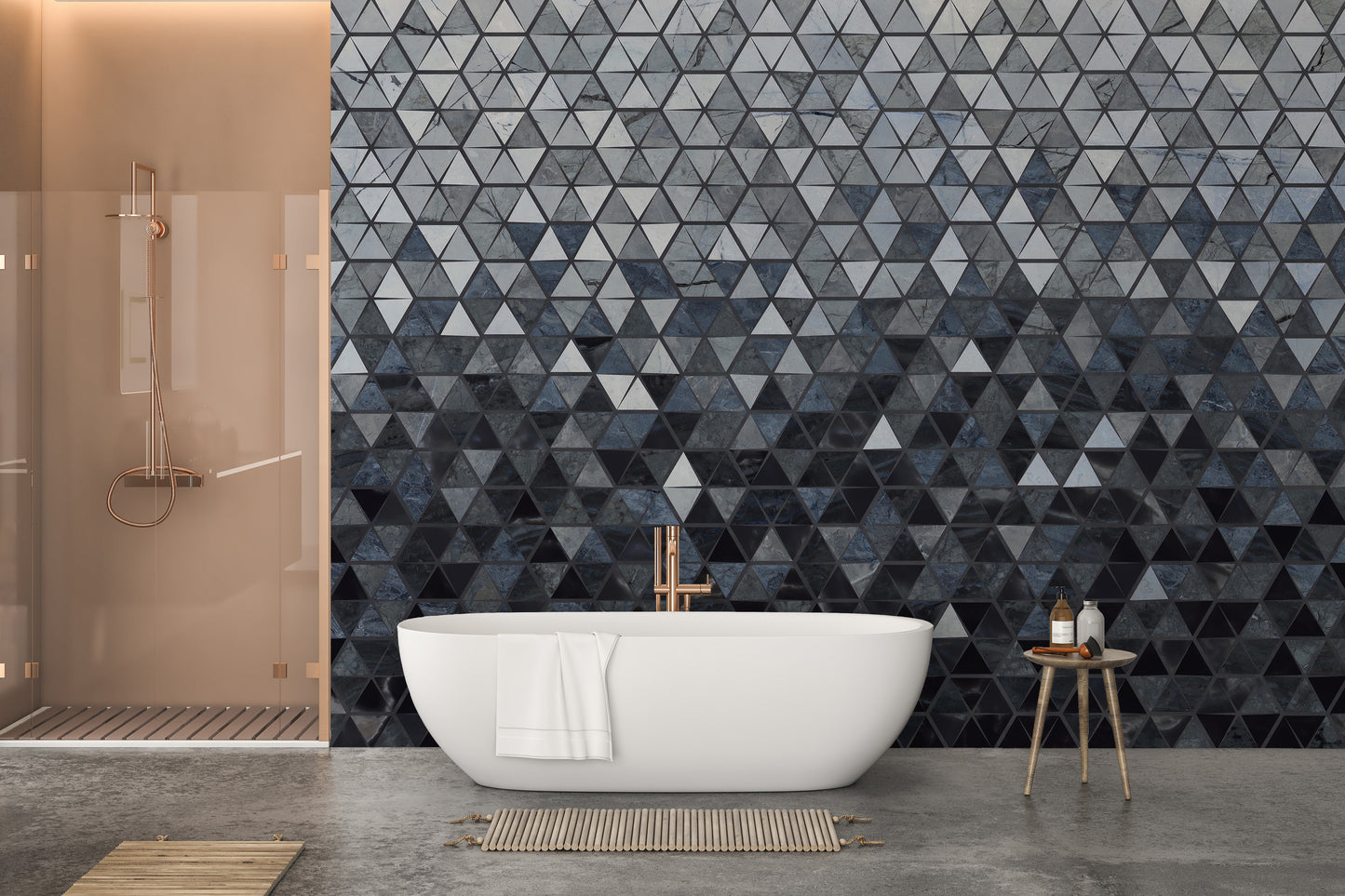 Blue Cut Triangle Tiles Wallpaper Murals