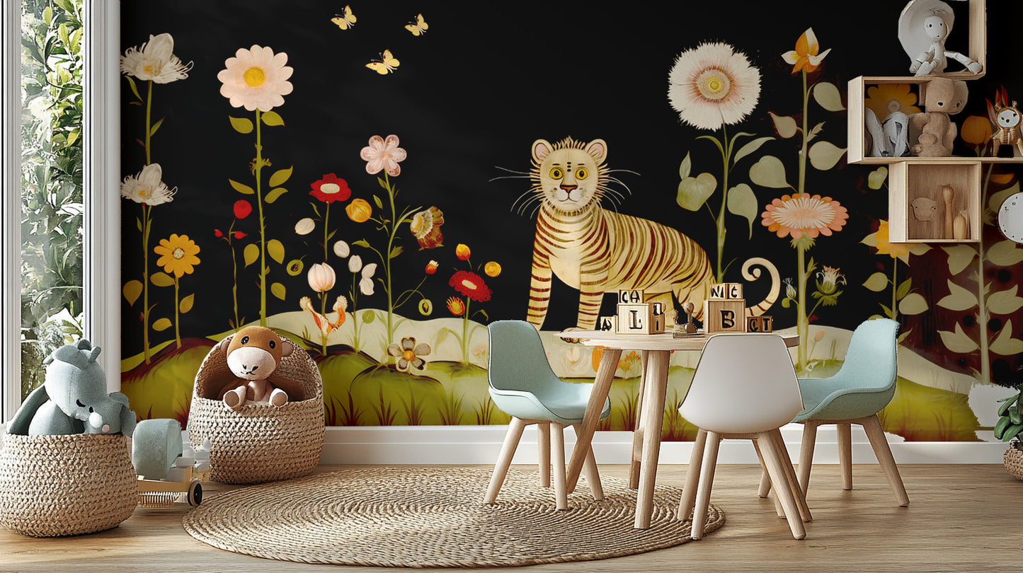 Tibetan Flower Tiger Wallpaper Murals