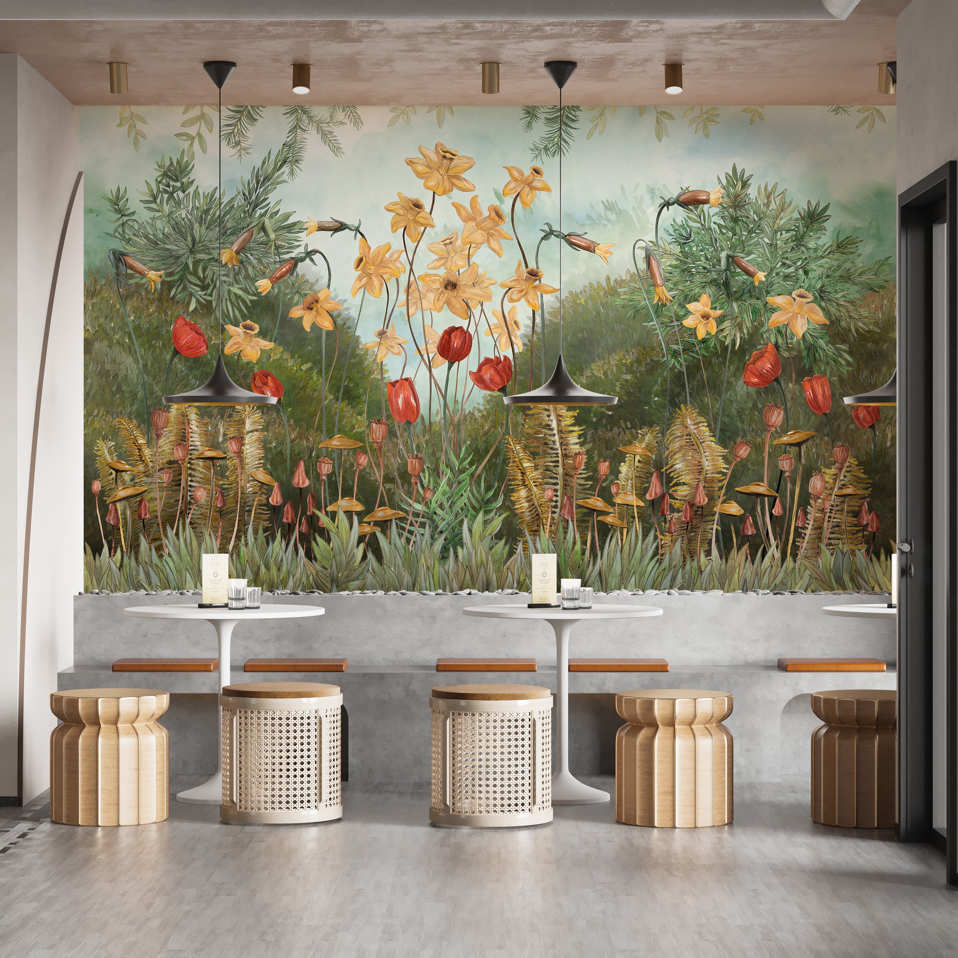 Watercolor forest Flower & Plants Wallpaper Mural