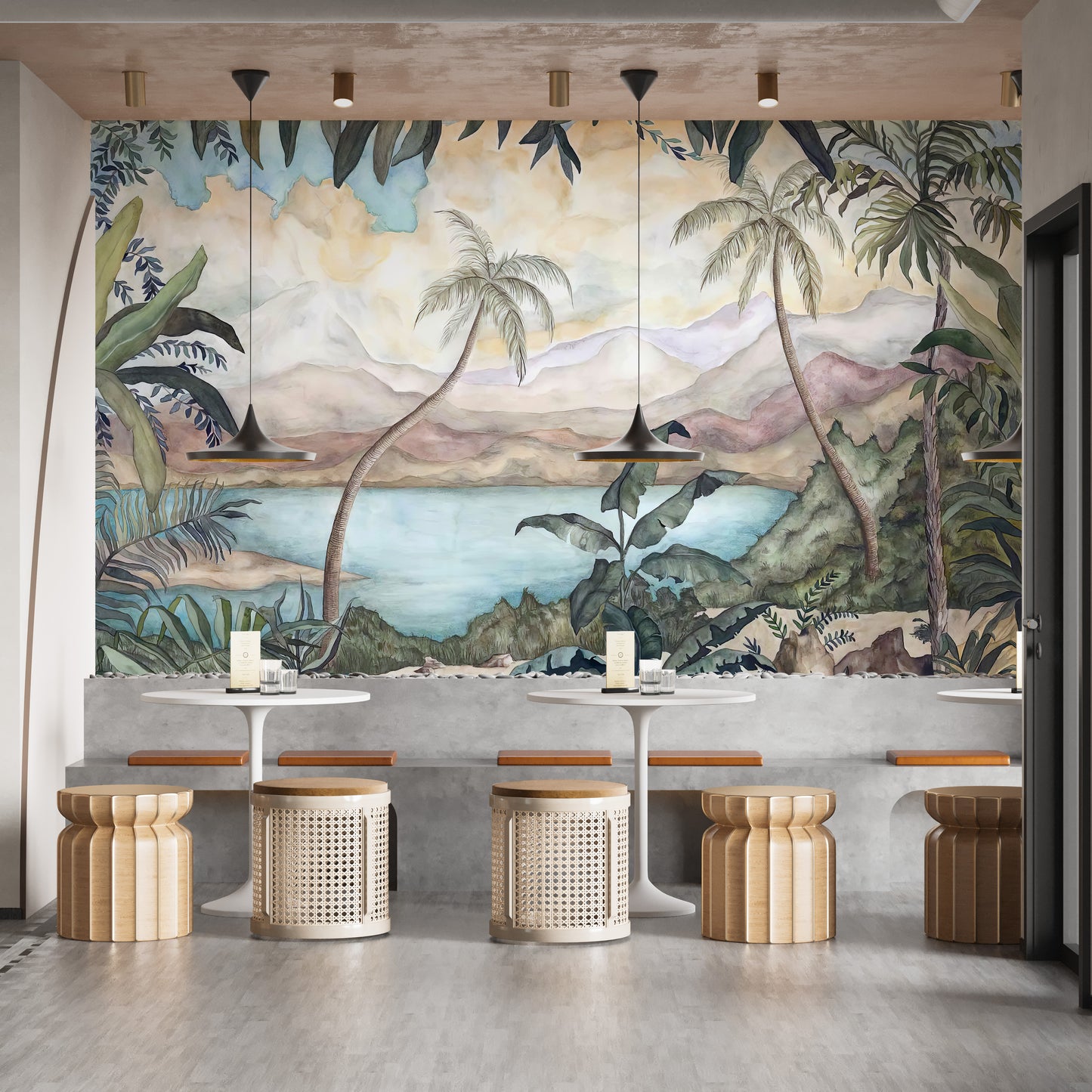 Green Pond Vegetation Tropical Wallpaper Mural