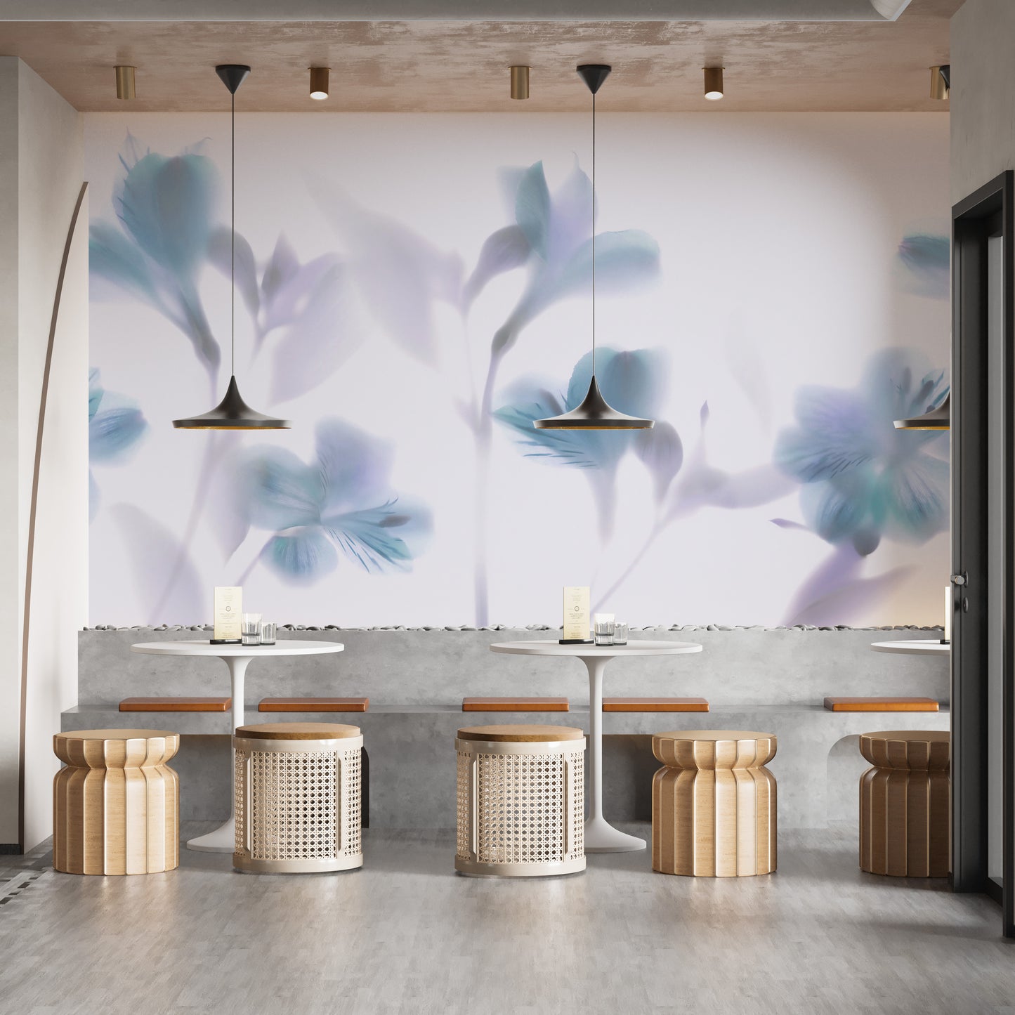 Blue Orchids Foggy Wallpaper Murals