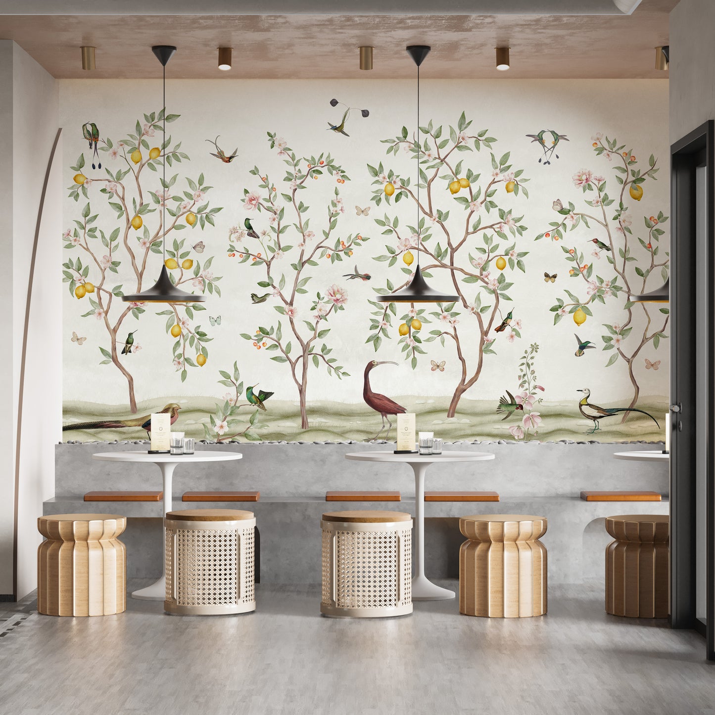 Lemon Tree Chinoiserie Design Wallpaper for Walls