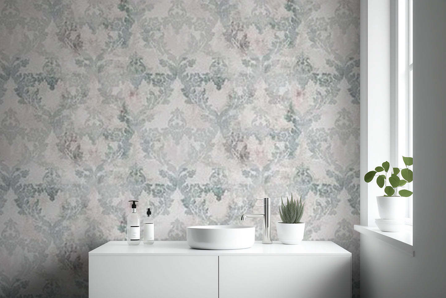 Classic pink damask wallpaper for any room
