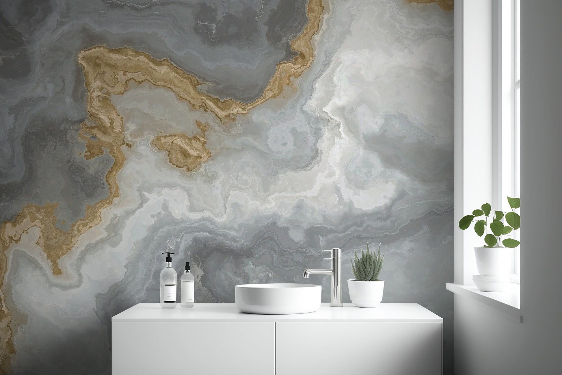 Elegant Gray Marble Wallpaper Mural design