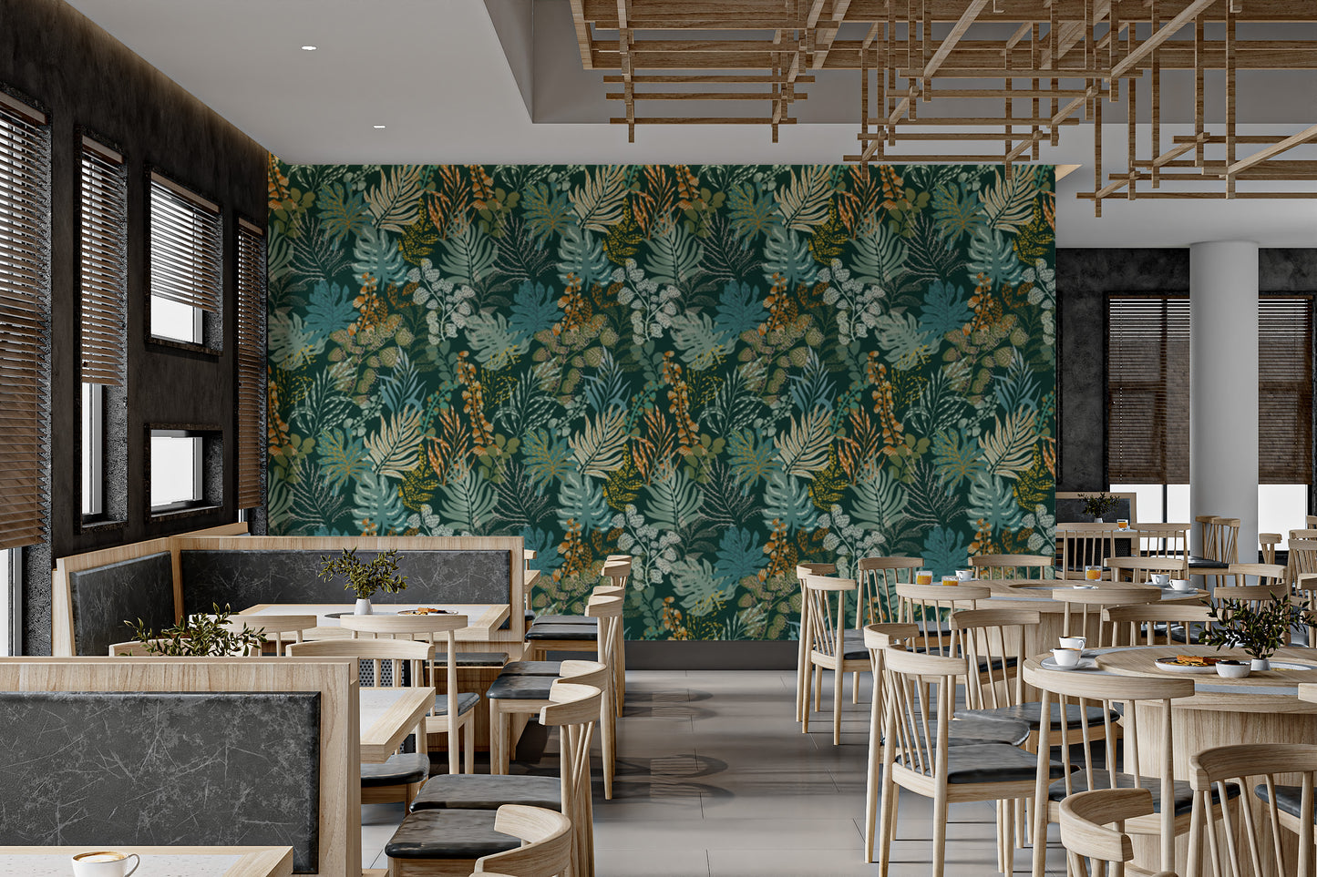 Reusable whispering foliage wallpaper for walls