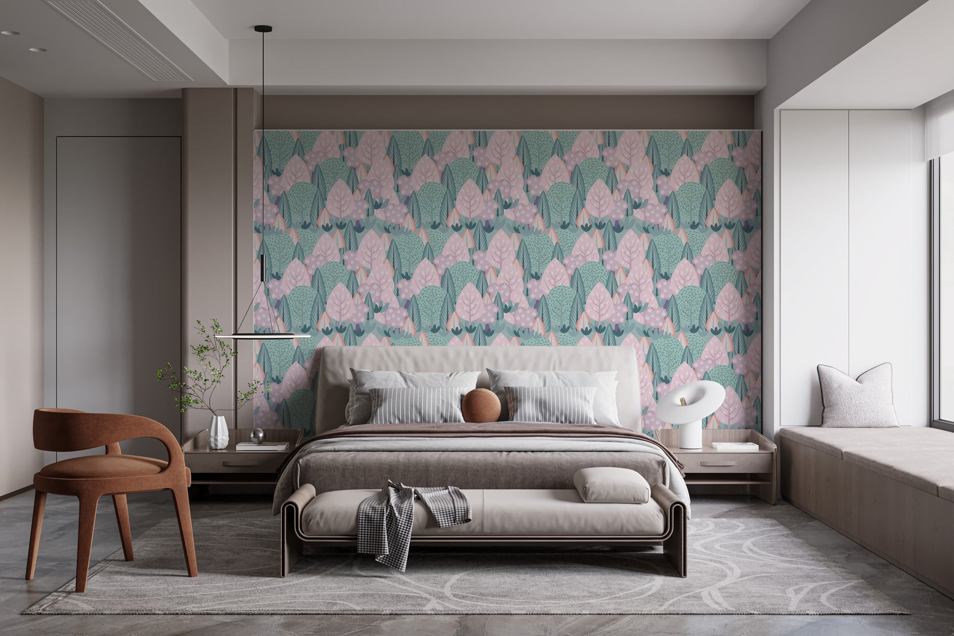 Modern Scandinavian forest wall mural
