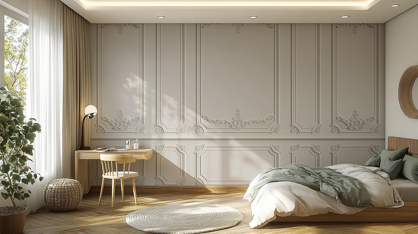 Classic white molding mural for interiors
