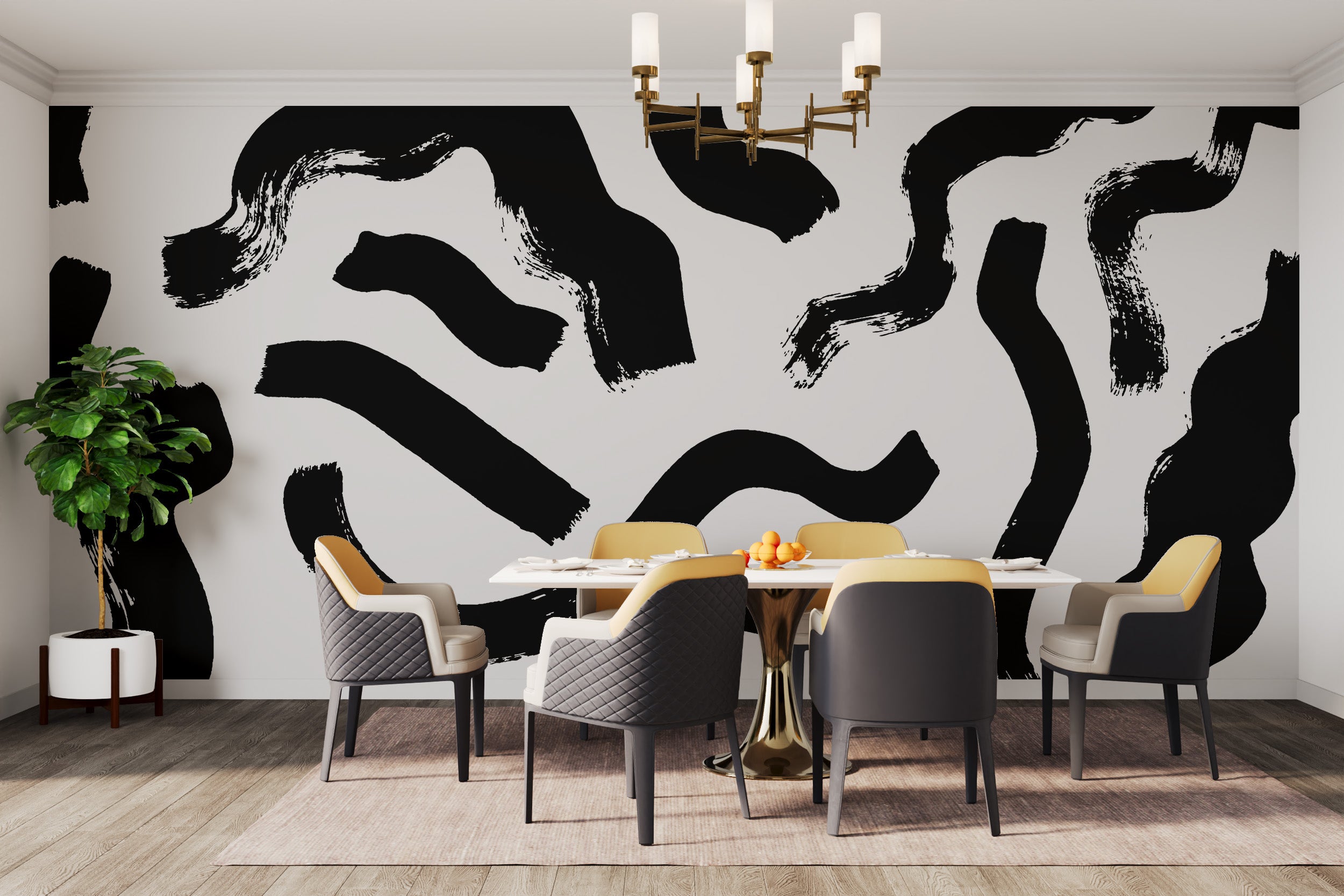 Modern Art Black Brushstrokes Wallpaper - Giffywalls