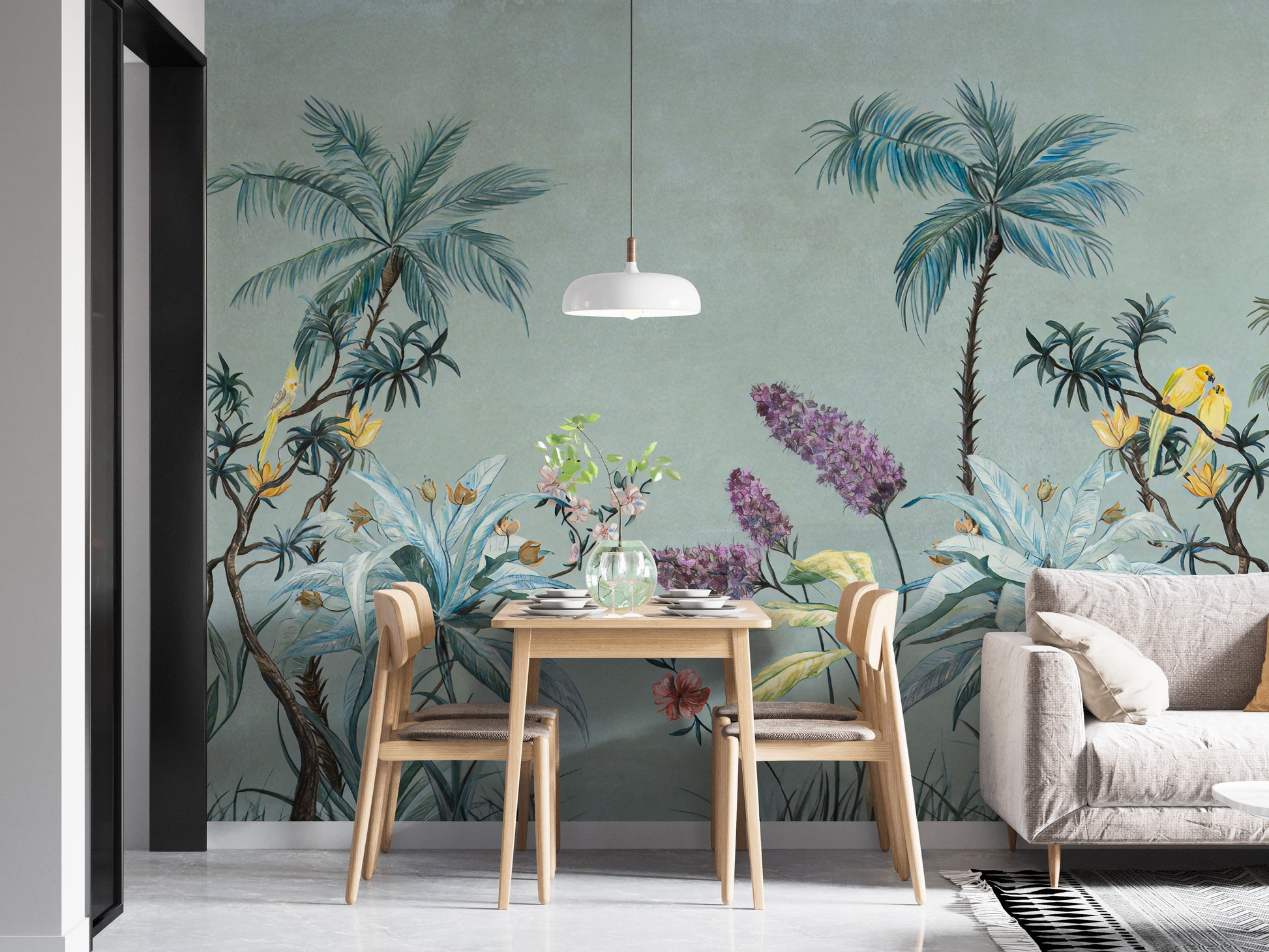 Bright Floral Wallpaper Mural
