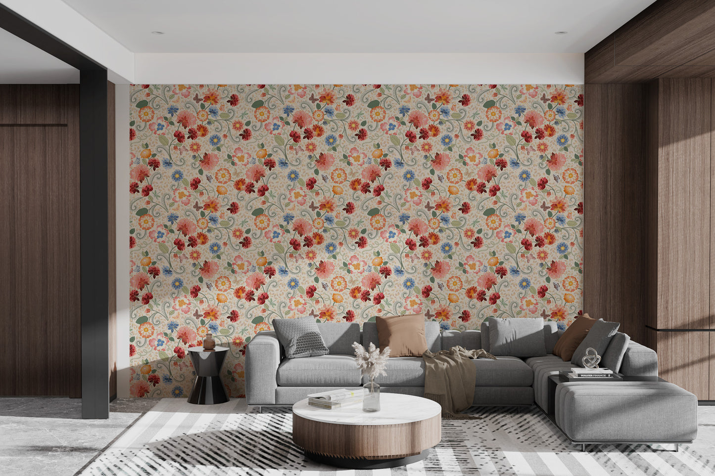 Sophisticated ornate wallpaper with floral patterns