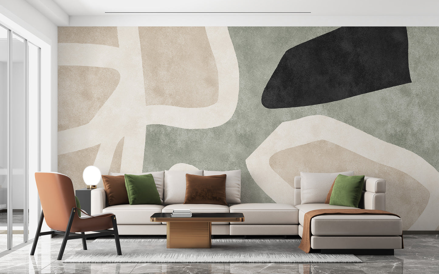 Golden Geometric Abstract Wallpaper Mural