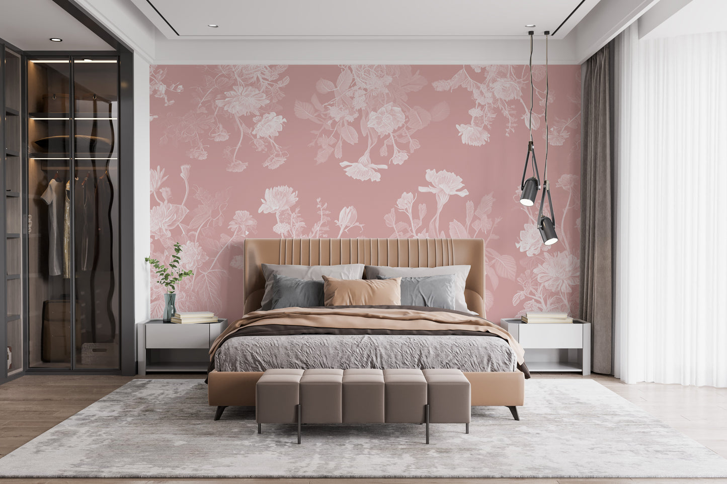 Pink Flower Bedroom Wallpaper Murals - Giffywalls