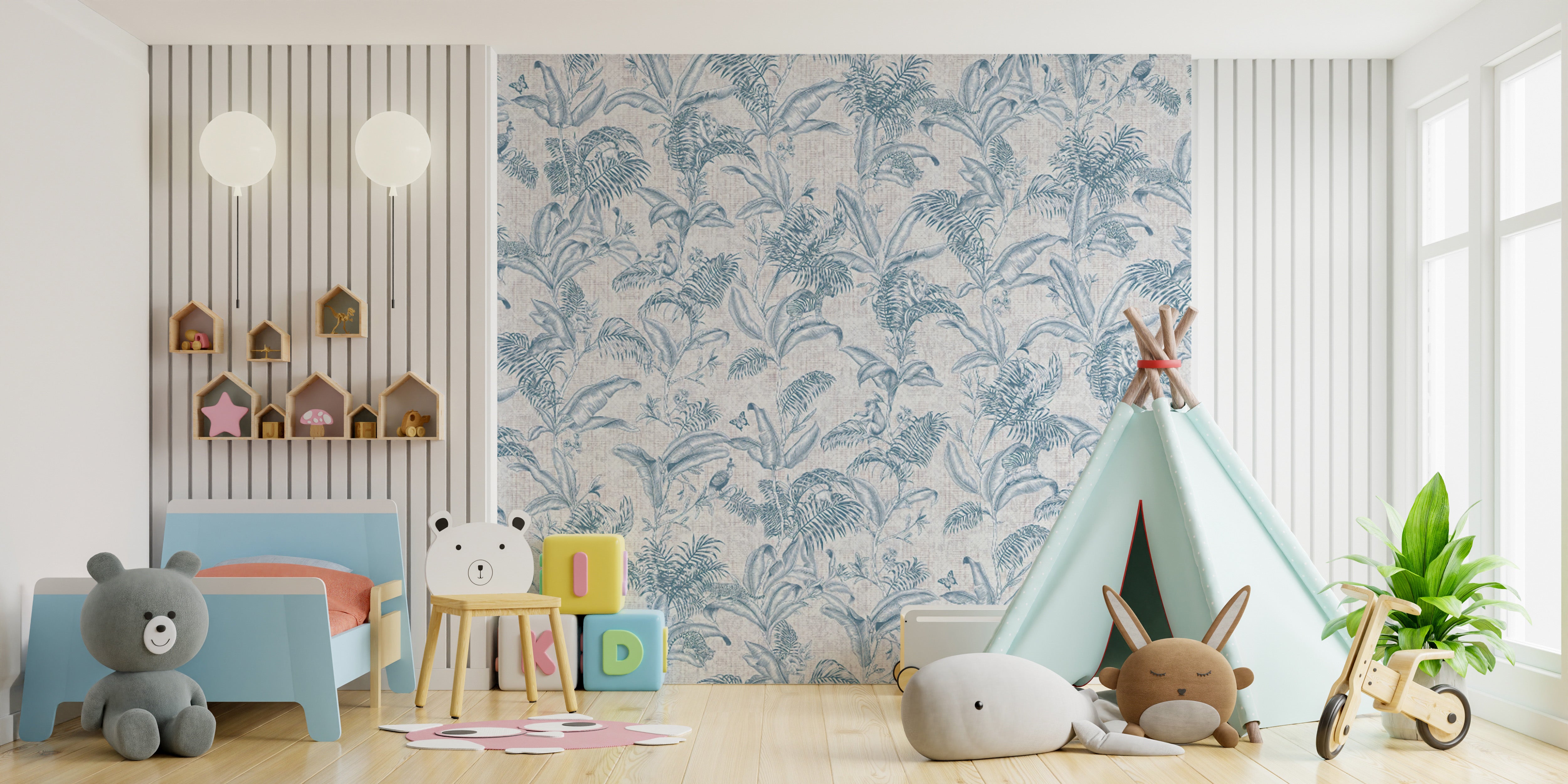 Darwin paradise tropical wallpaper mural with bold foliage.
