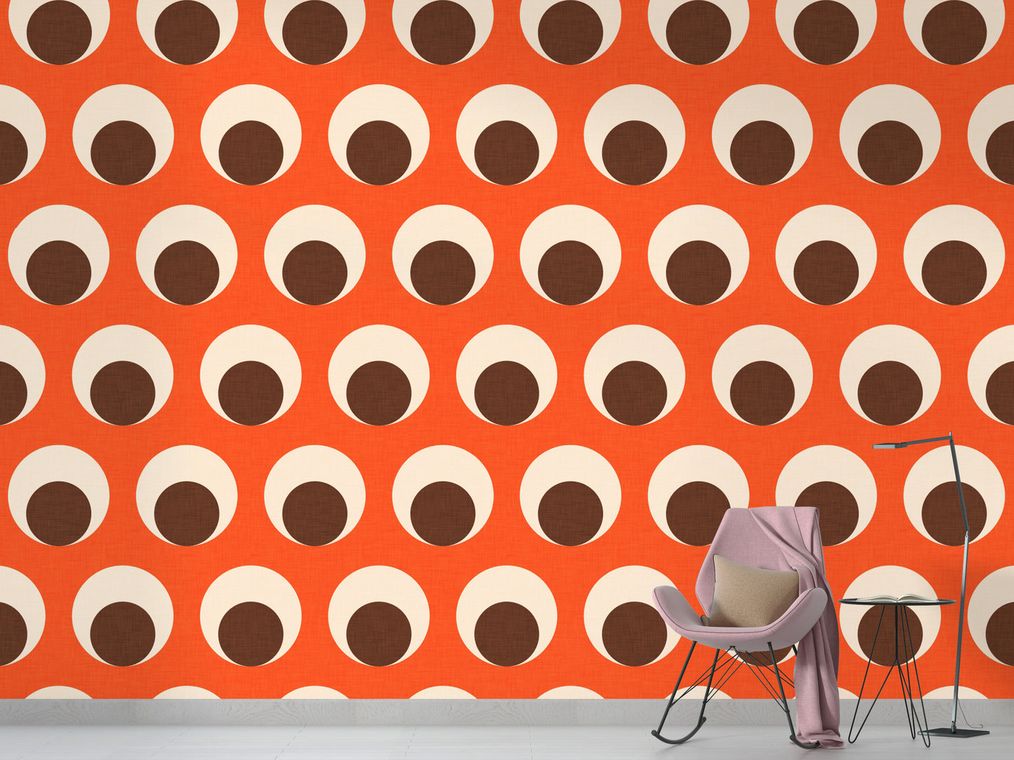 Eye-catching orange wallpaper with retro dots
