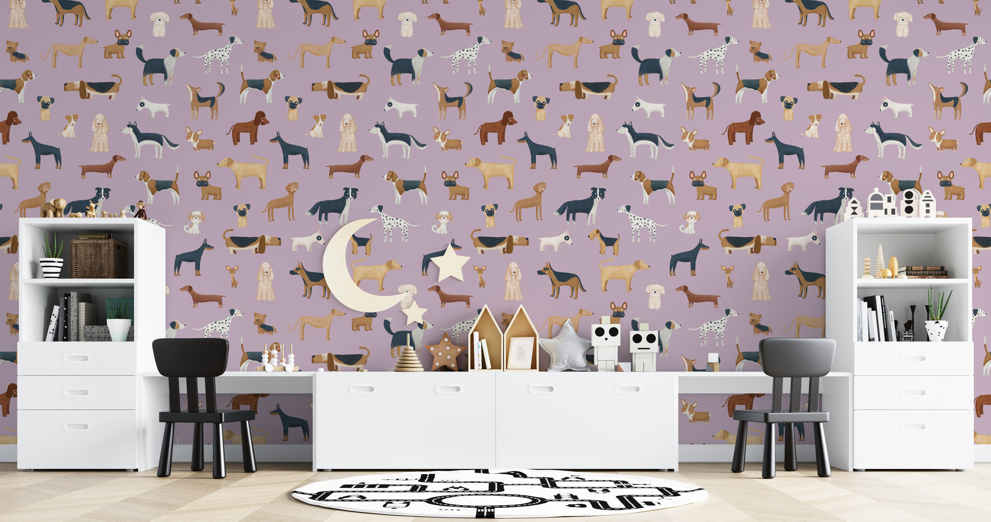 Cute dog pattern wallpaper for nurseries
